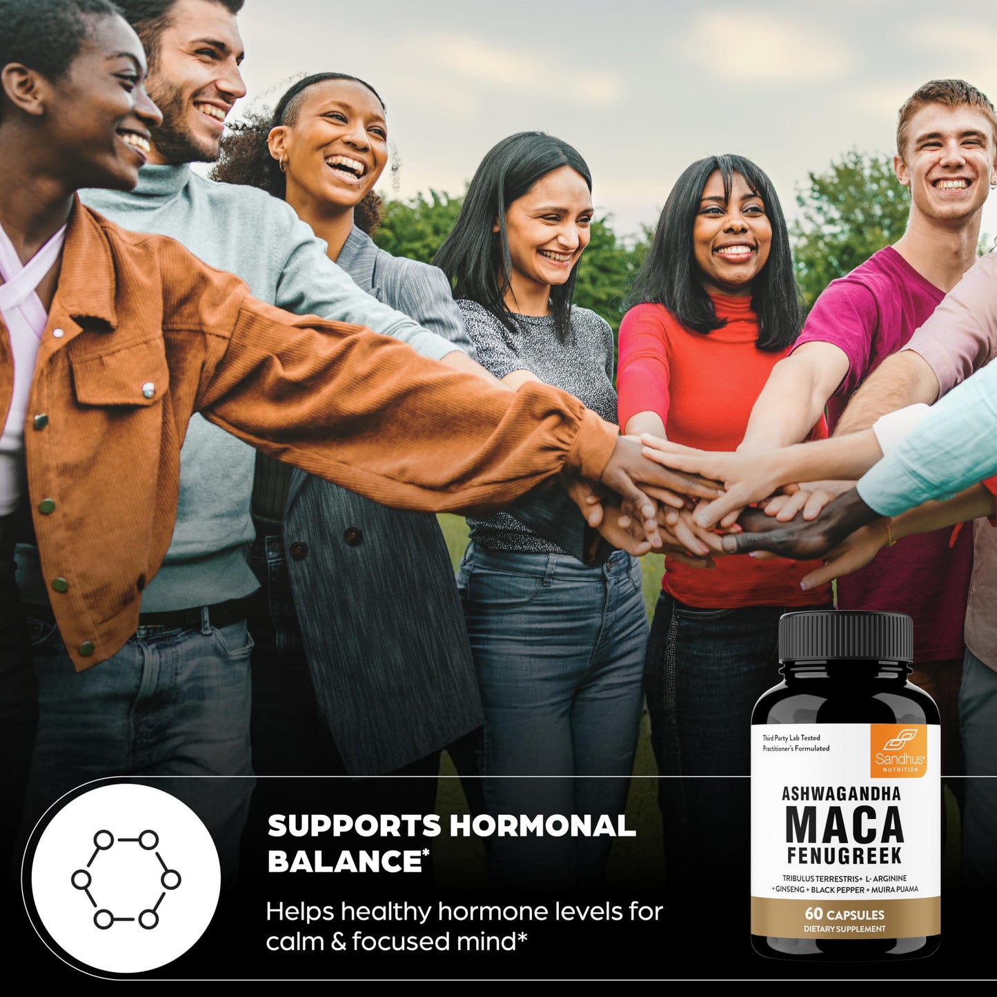 Sandhu's Maca Root, Fenugreek with Ashwagandha L-Arginine, Ginseng and Muira Puama Capsules, 60 Count