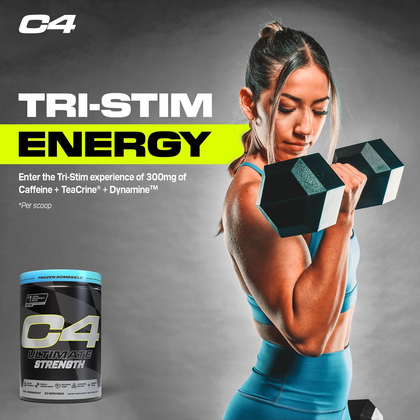 C4 Ultimate Strength Pre Workout Powder Frozen Bombsicle, 20 Servings