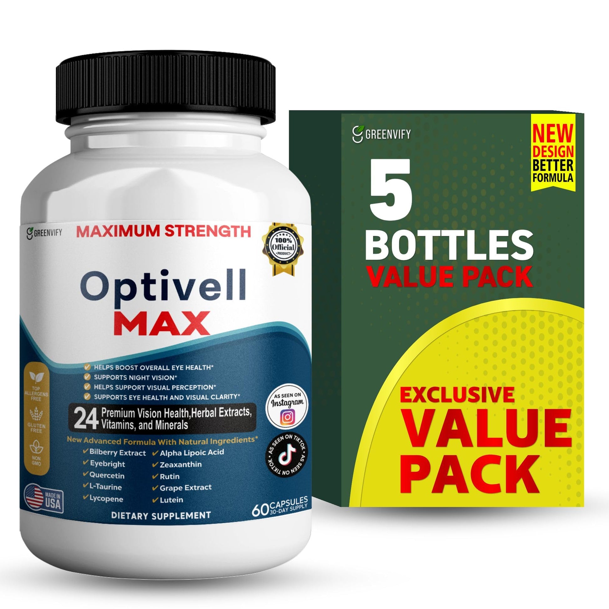 GREENVIFY Optivell MAX Eye Health Supplement Capsules, 60 Capsules