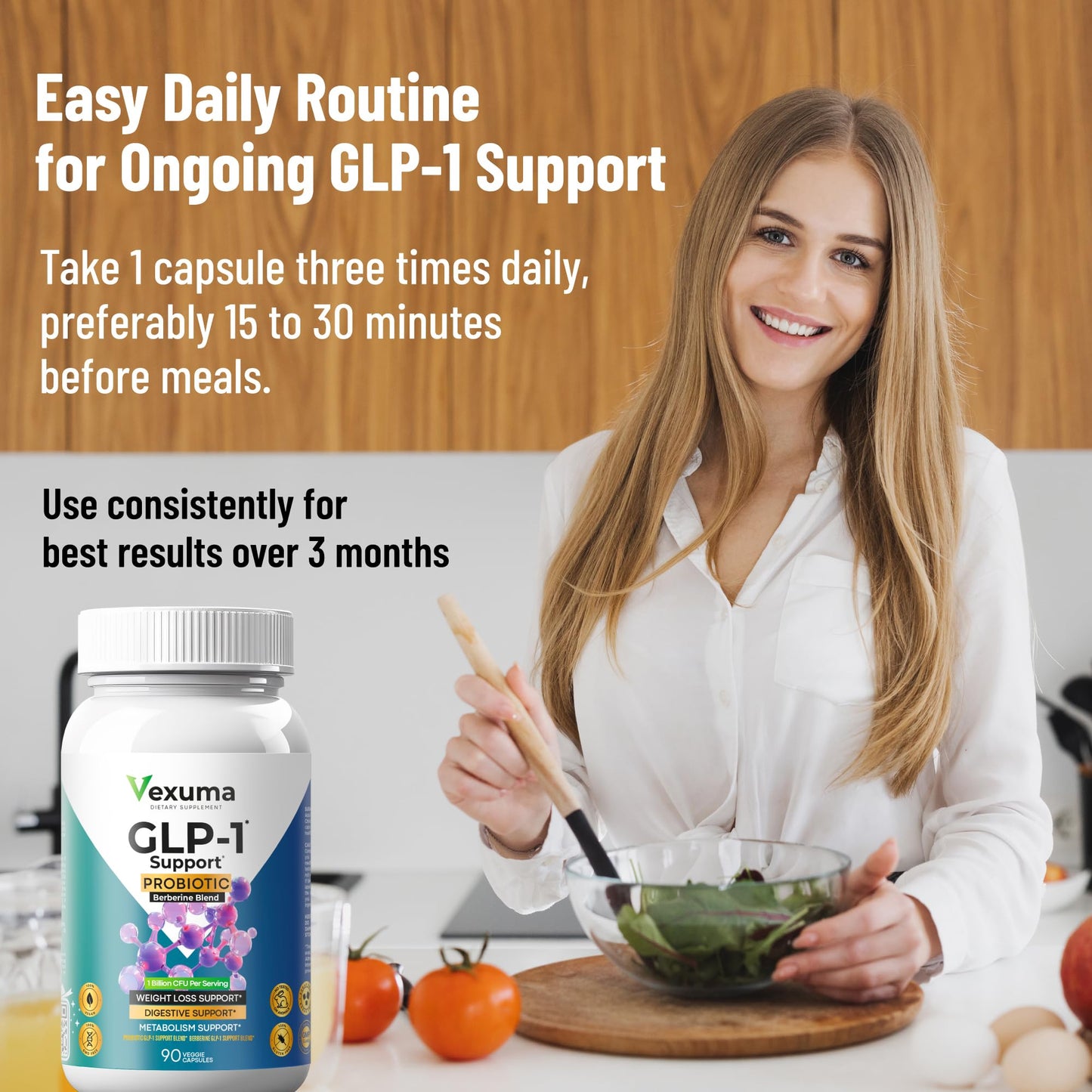 Vexuma GLP-1 Support Probiotic Supplement for Weight Loss 90 Capsules