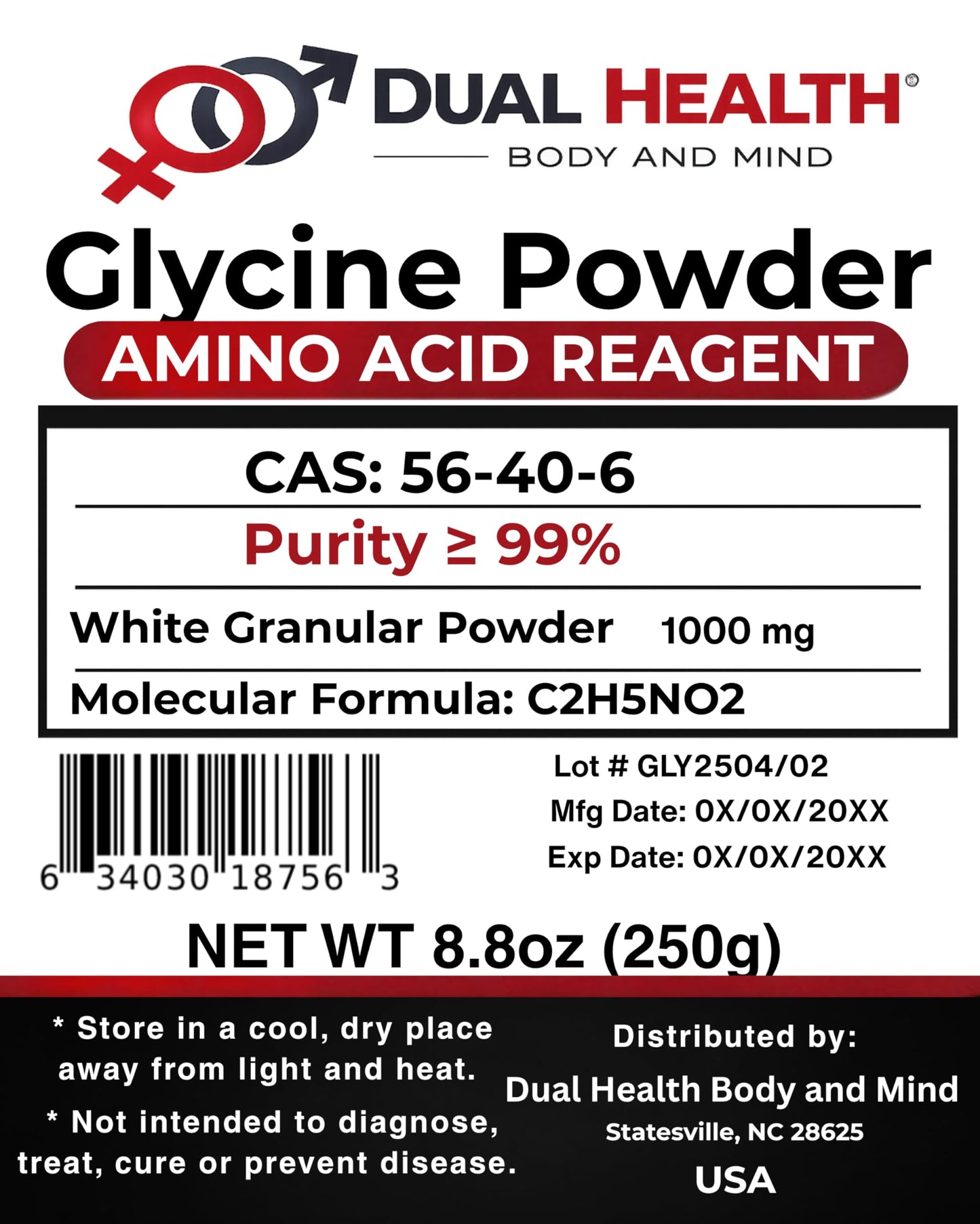 Dual Health Body & Mind Glycine Powder 8.82 Ounce