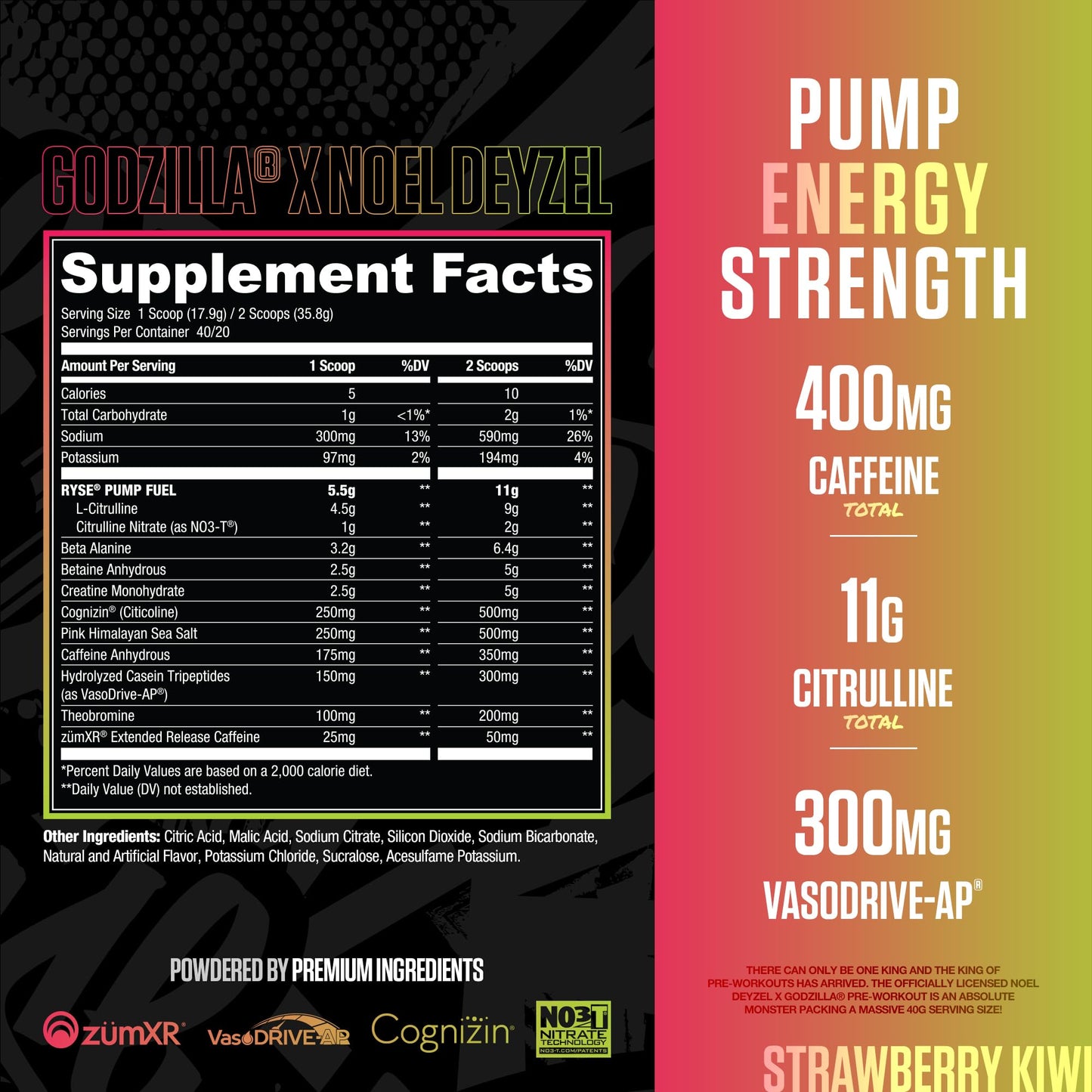 RYSE Up Supplements Godzilla X Noel Deyzel Pre Workout Powder 25.3