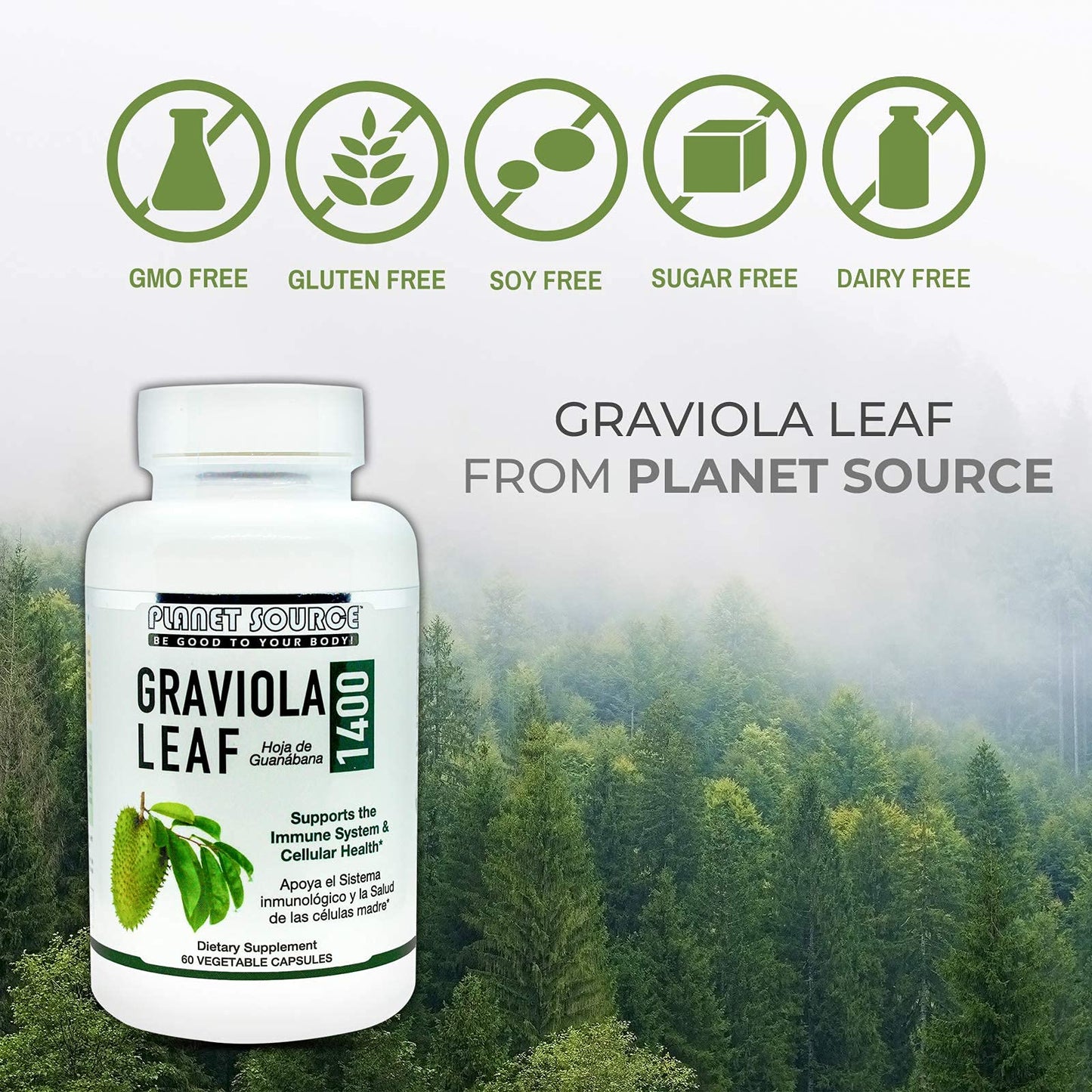 Planet Source Graviola Leaf Capsules 60 Count
