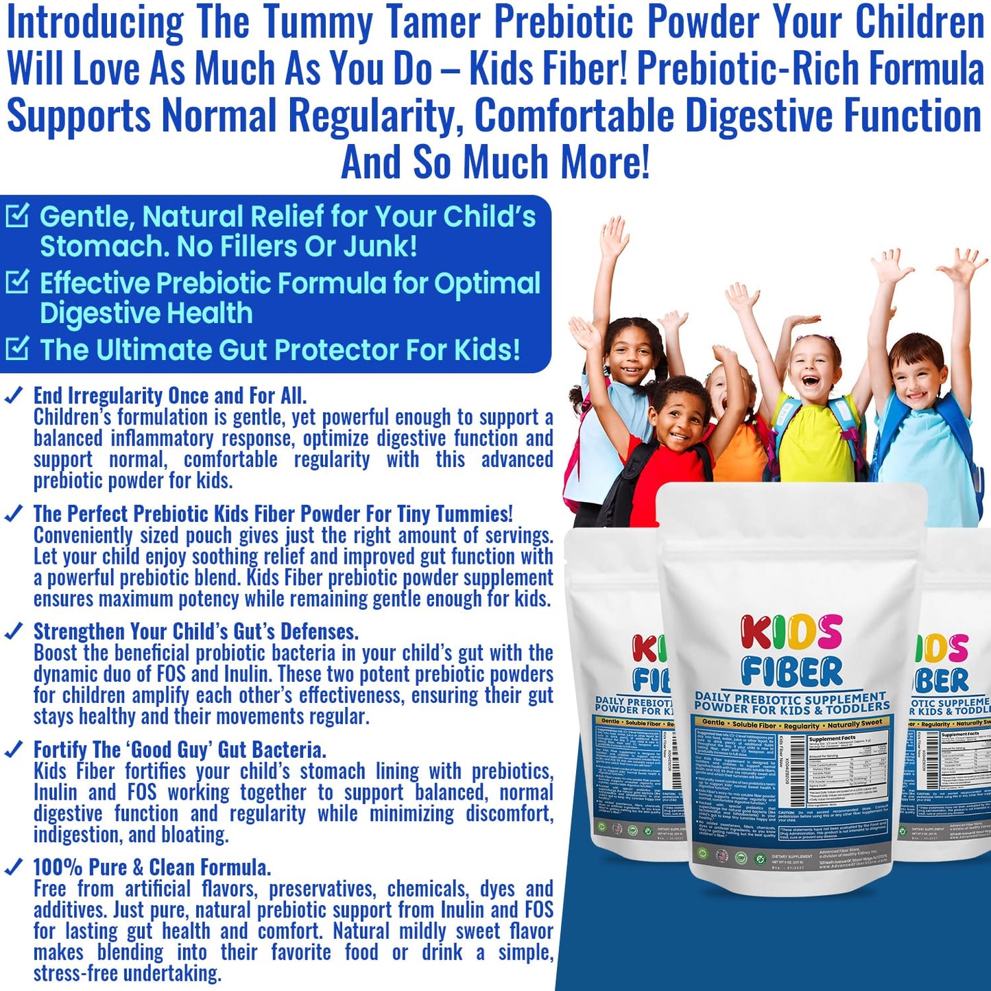 Kidney Restore Kids Fiber for Constipation Relief Powder 48 Servings