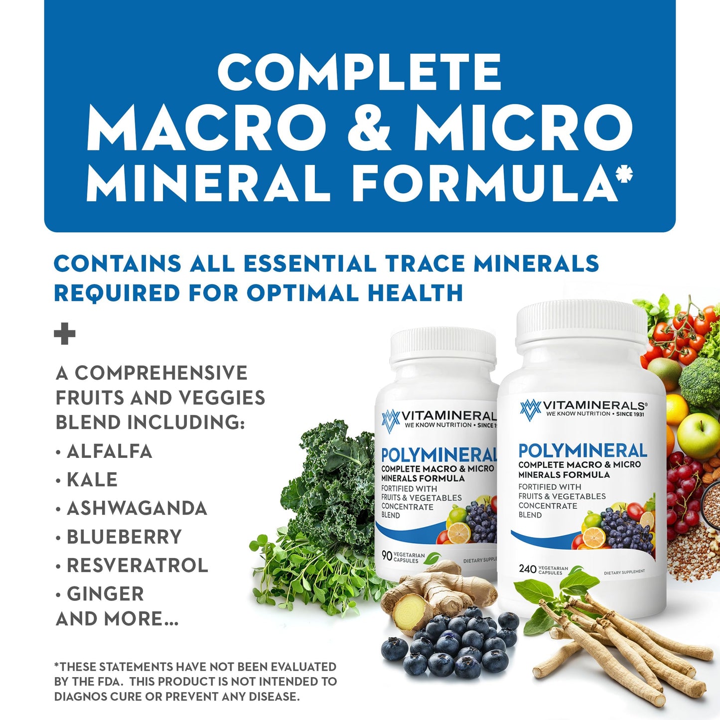 Vitaminerals 16 Polymineral Comprehensive Mineral Formula Capsule 90 Count
