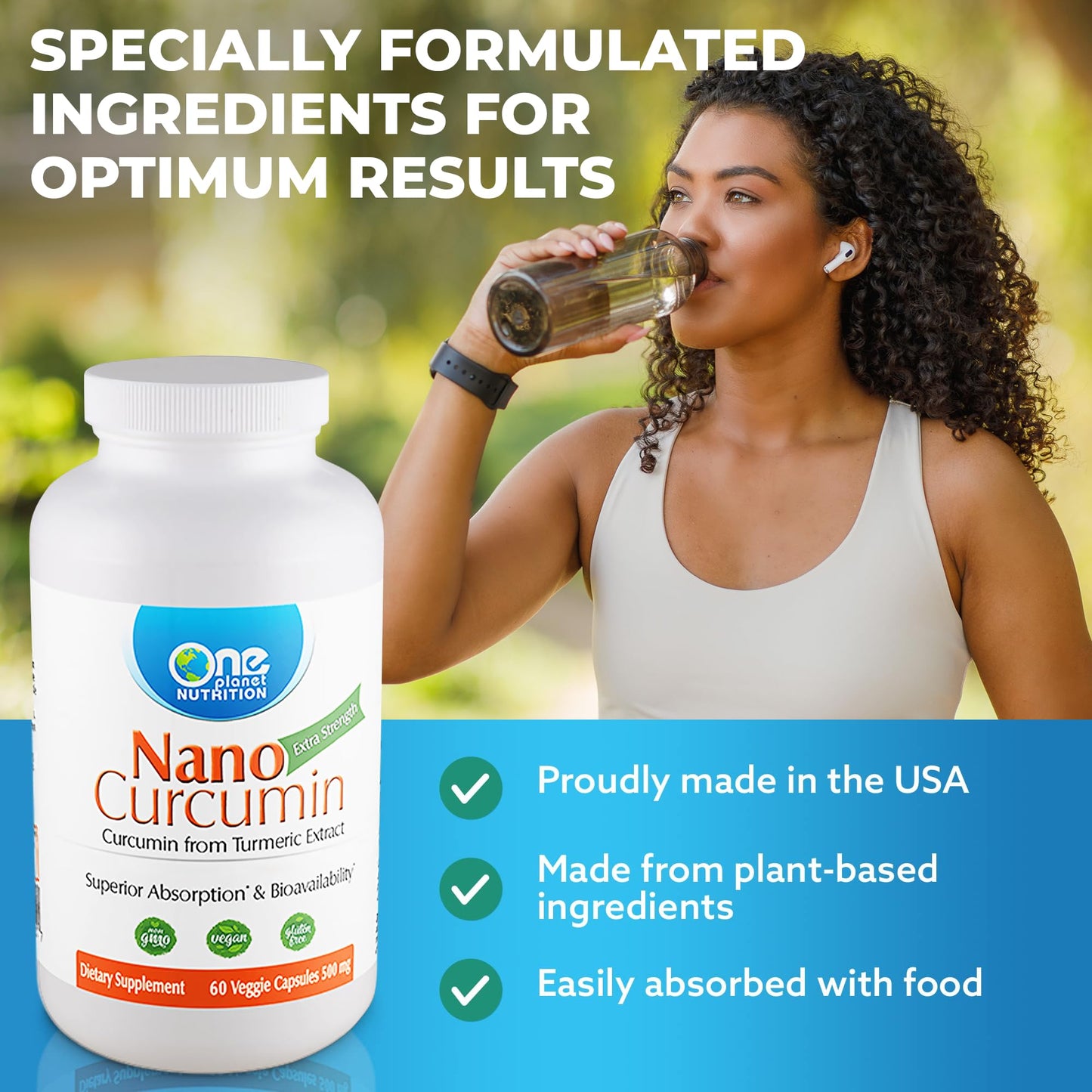 One Planet Nutrition Nano Curcumin 500 mg Veggie Capsules, 60 Count