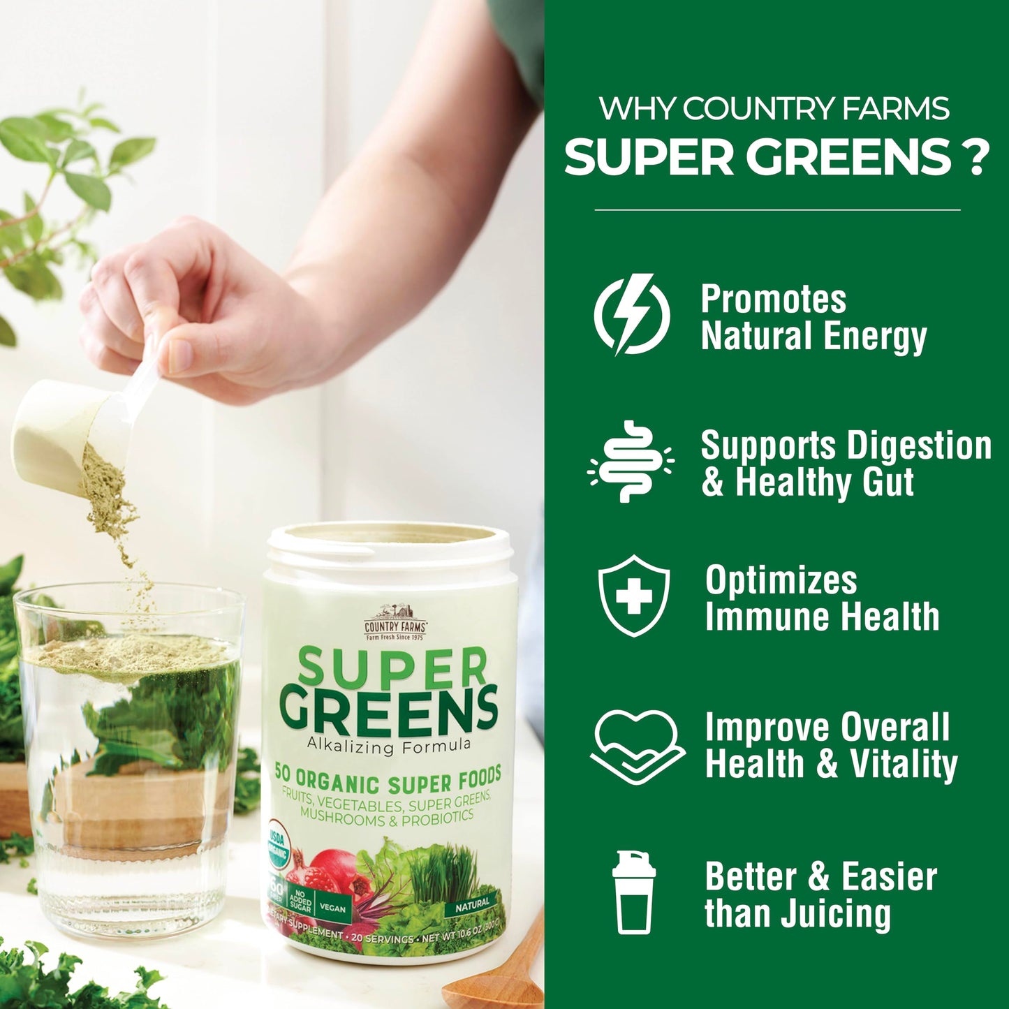 Country Farms Super Greens Power Pack Powder 21.2 oz