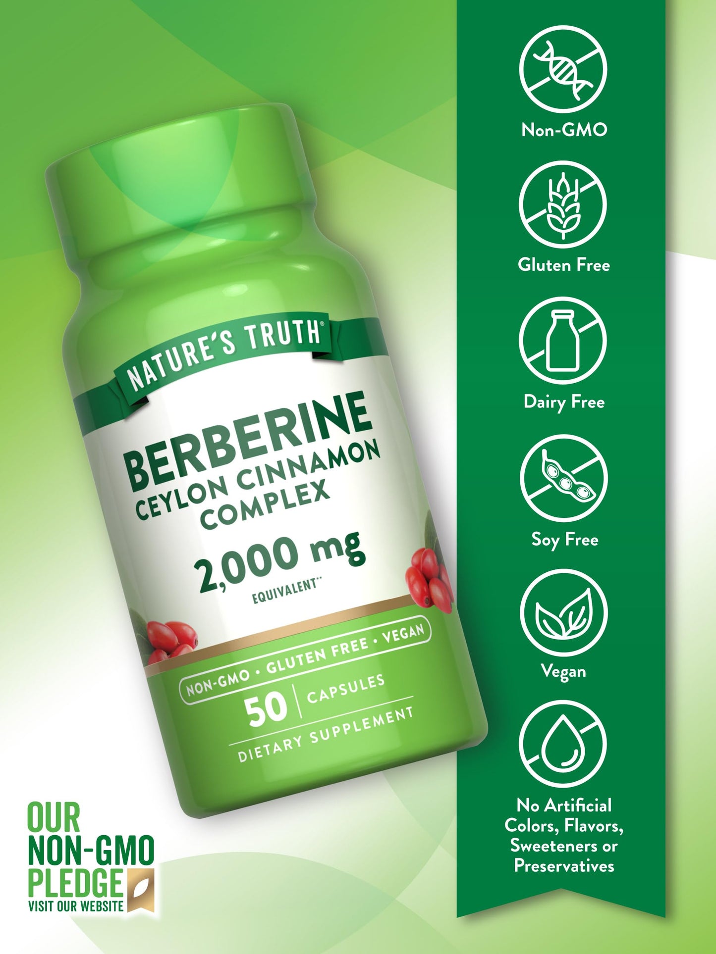 Nature's Truth Berberine with Ceylon Cinnamon Complex Capsules 50 Count