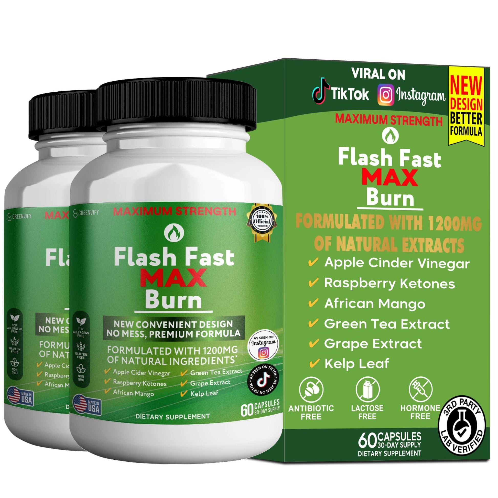 GREENVIFY Flash Fast Max Burn Dietary Supplement Capsule, 60 Capsules