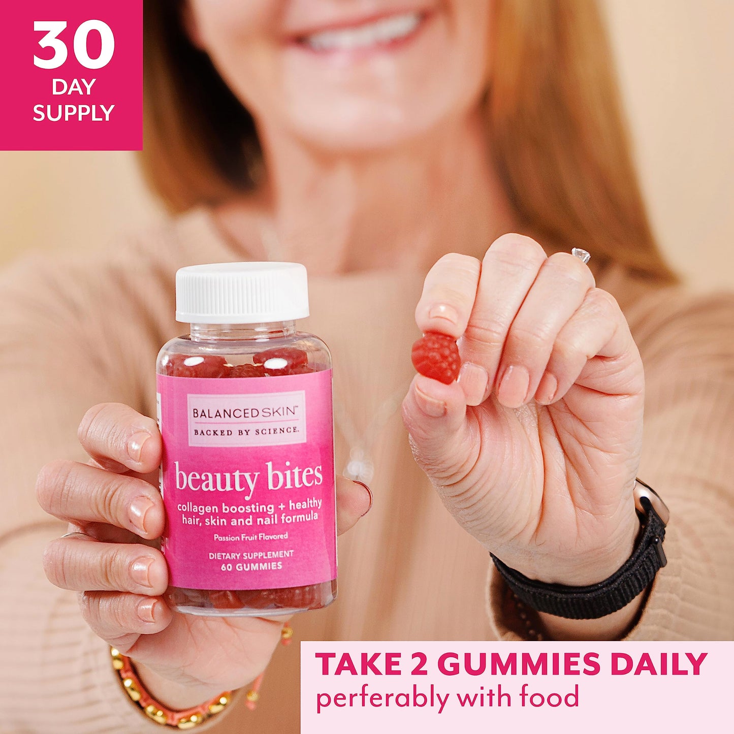BALANCED SKIN Biotin Gummy Vitamins for Hair Skin Nails with Collagen, 1 Count