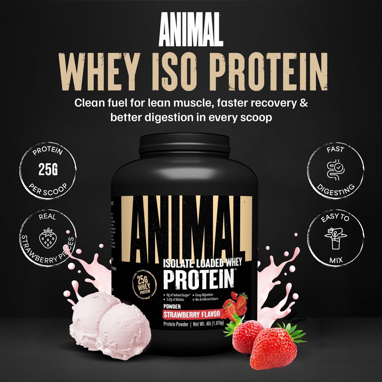 Animal Whey Isolate Protein Powder 64 Servings