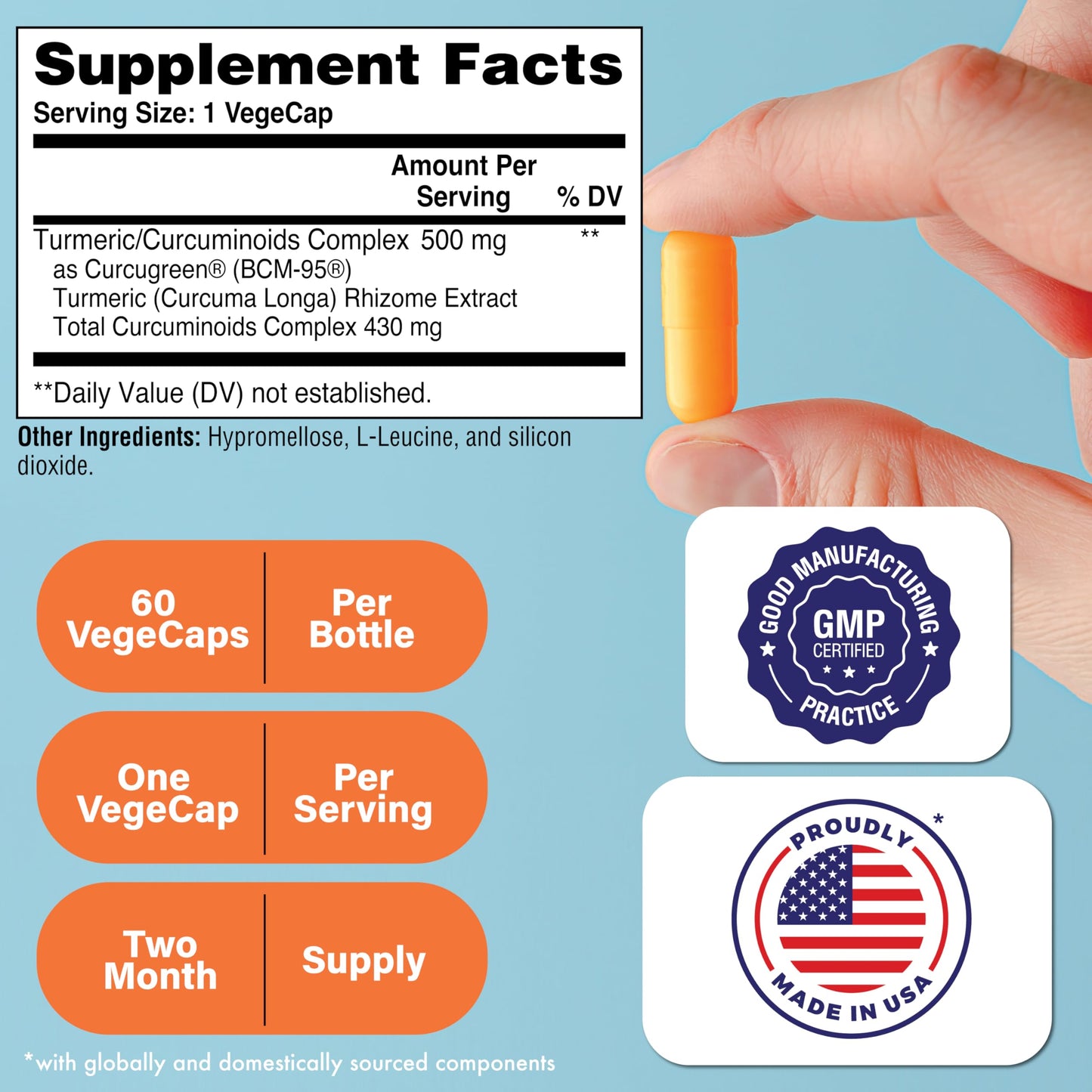 Health Thru Nutrition Turmeric Curcumin Complex 500mg Capsule, 60 Count