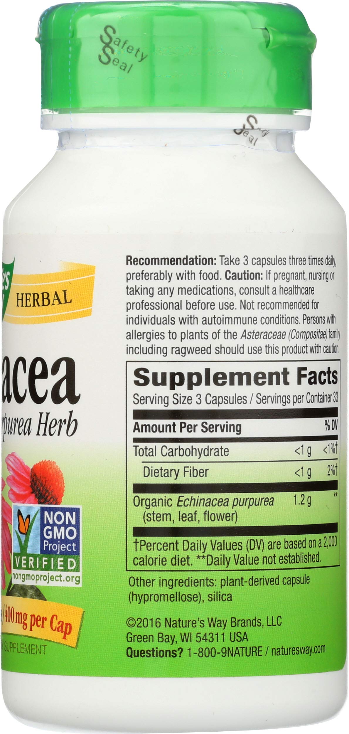 Nature's Way Echinacea Certified Organic Capsules 100