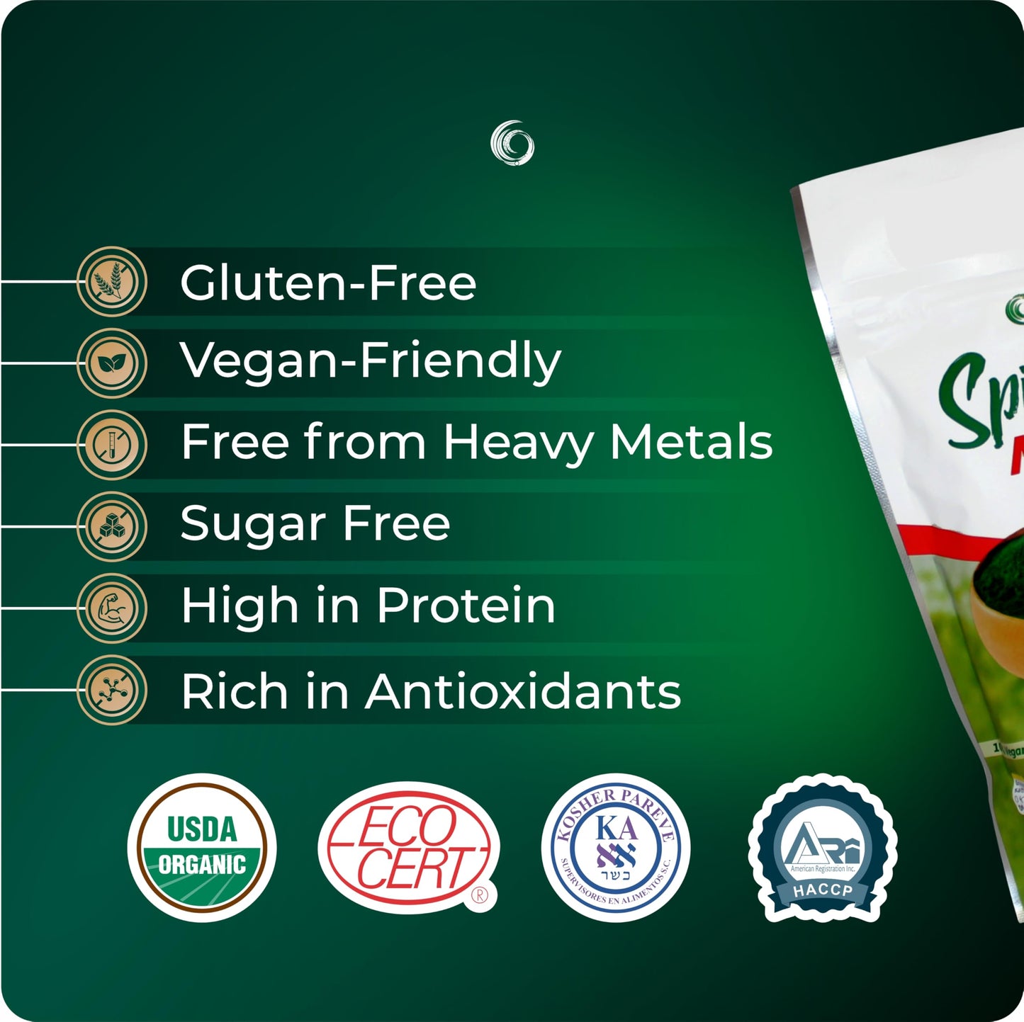SpirulinaMater Organic Spirulina Powder 16 oz