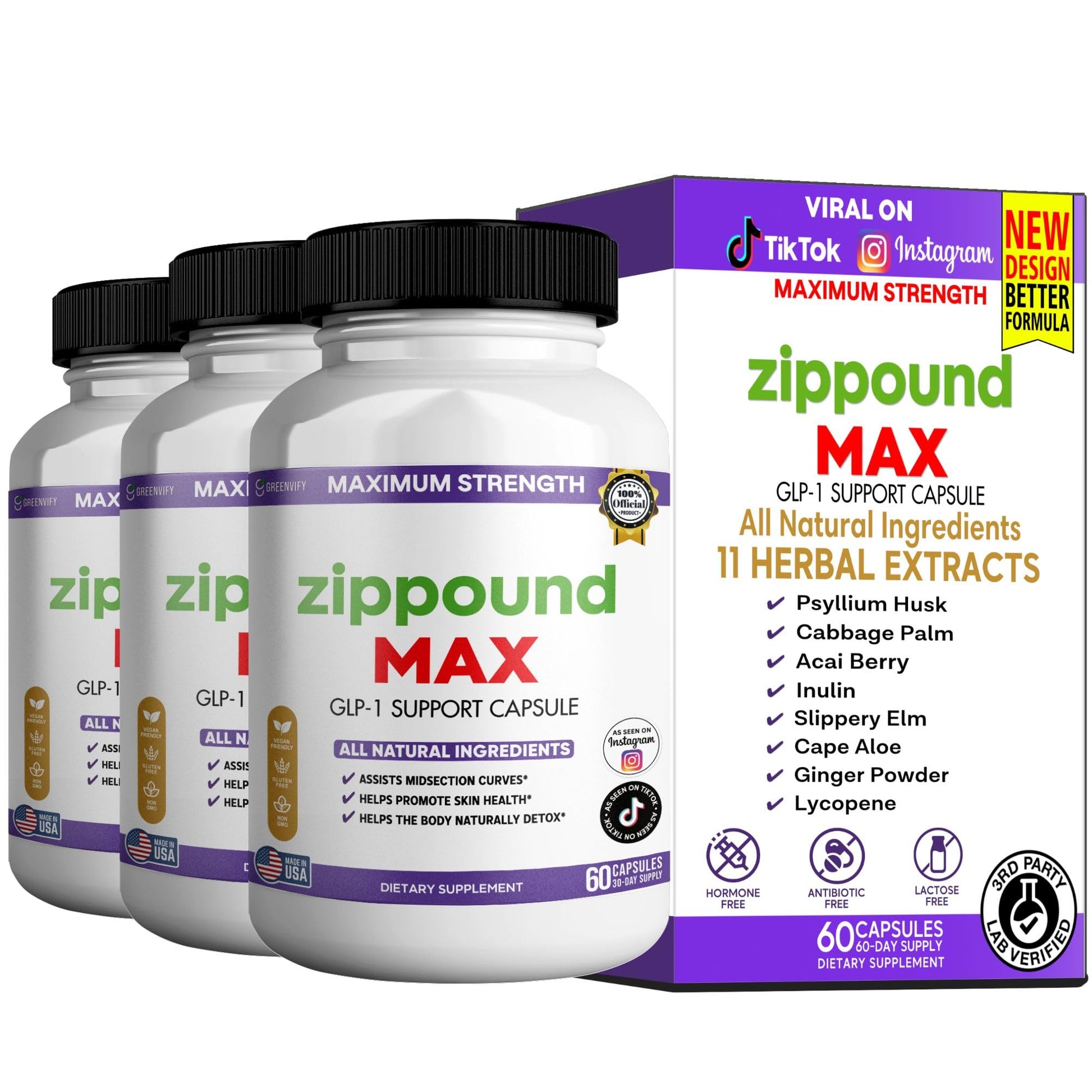 GREENVIFY Zippound MAX GLP-1 Support 60 Capsules