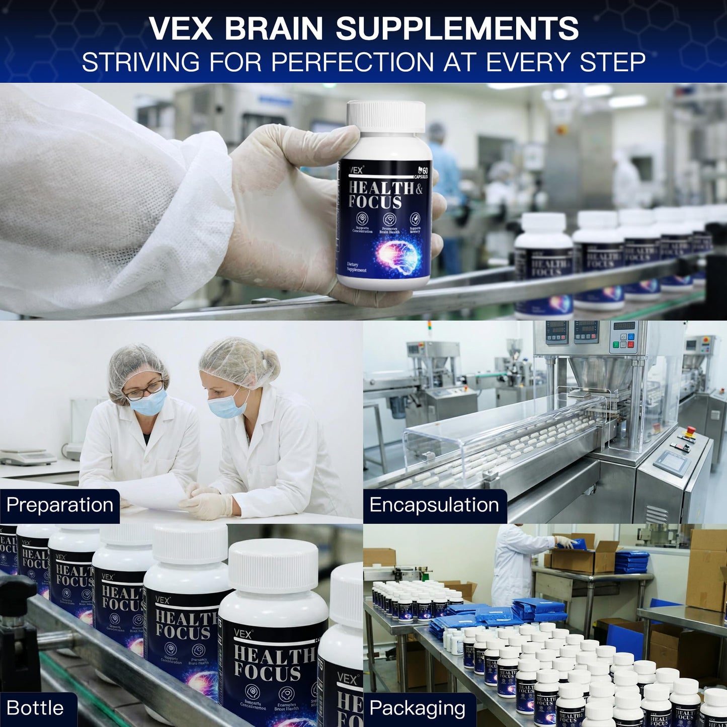 VEX Brain Supplements for Memory and Focus Capsule, 60 Count