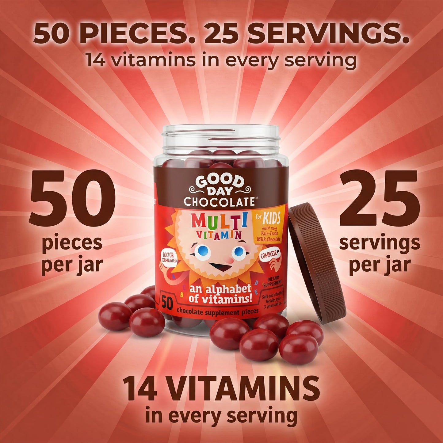 Good Day Chocolate Complete Multivitamin for Kids Chewable 50 Count