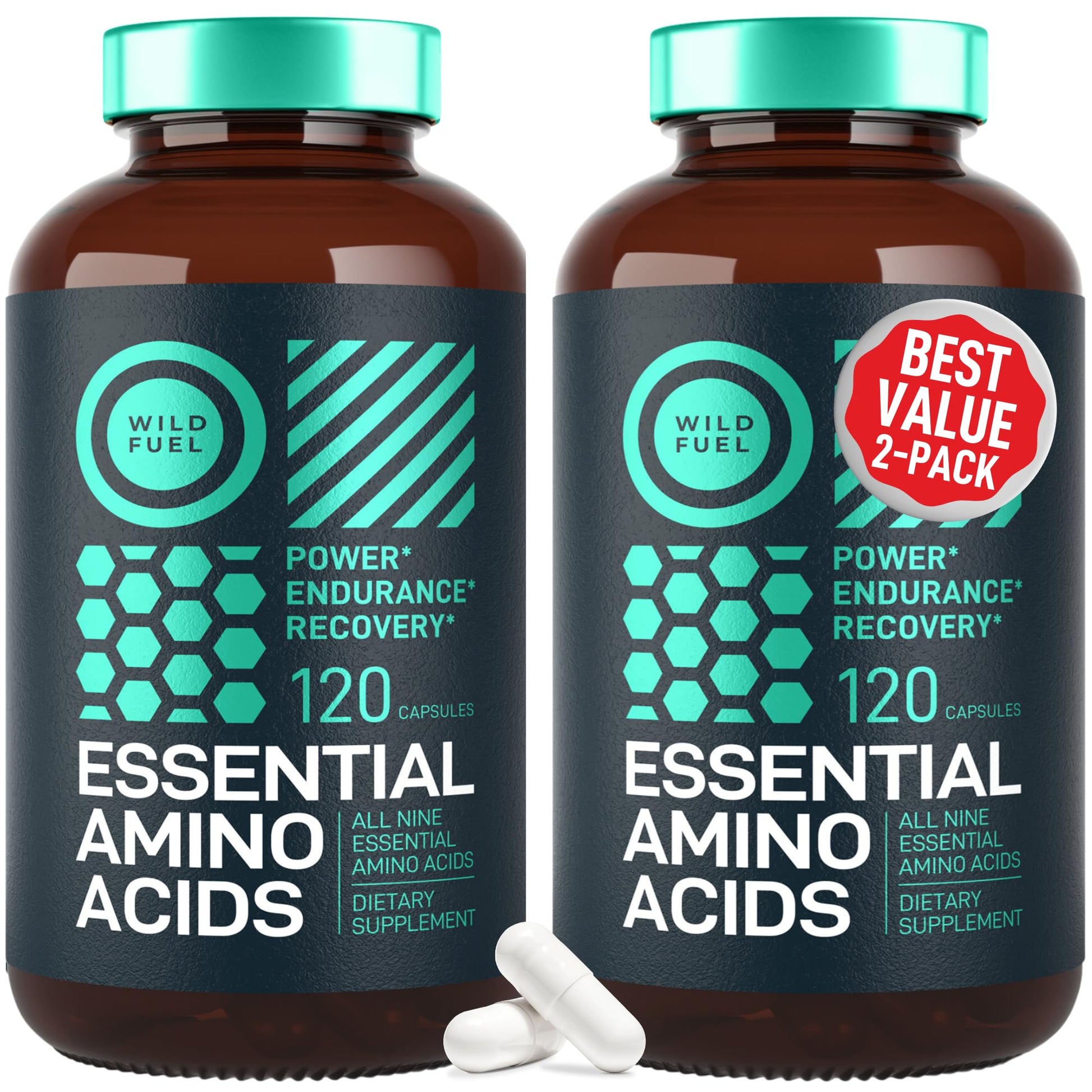 WILD FUEL Essential Amino Acids BCAA Complex for Power and Recovery, 240 Capsules
