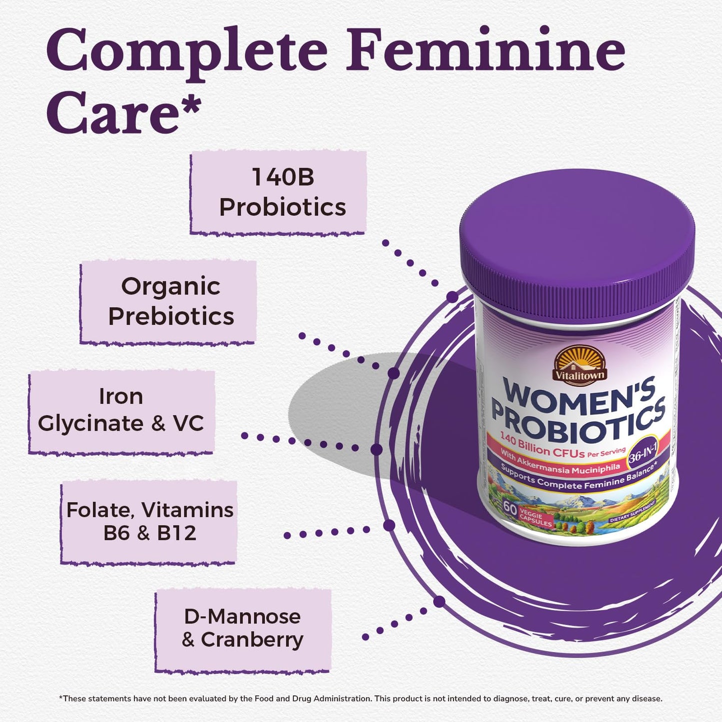 Vitalitown Probiotics for Women Capsules, 60 Count