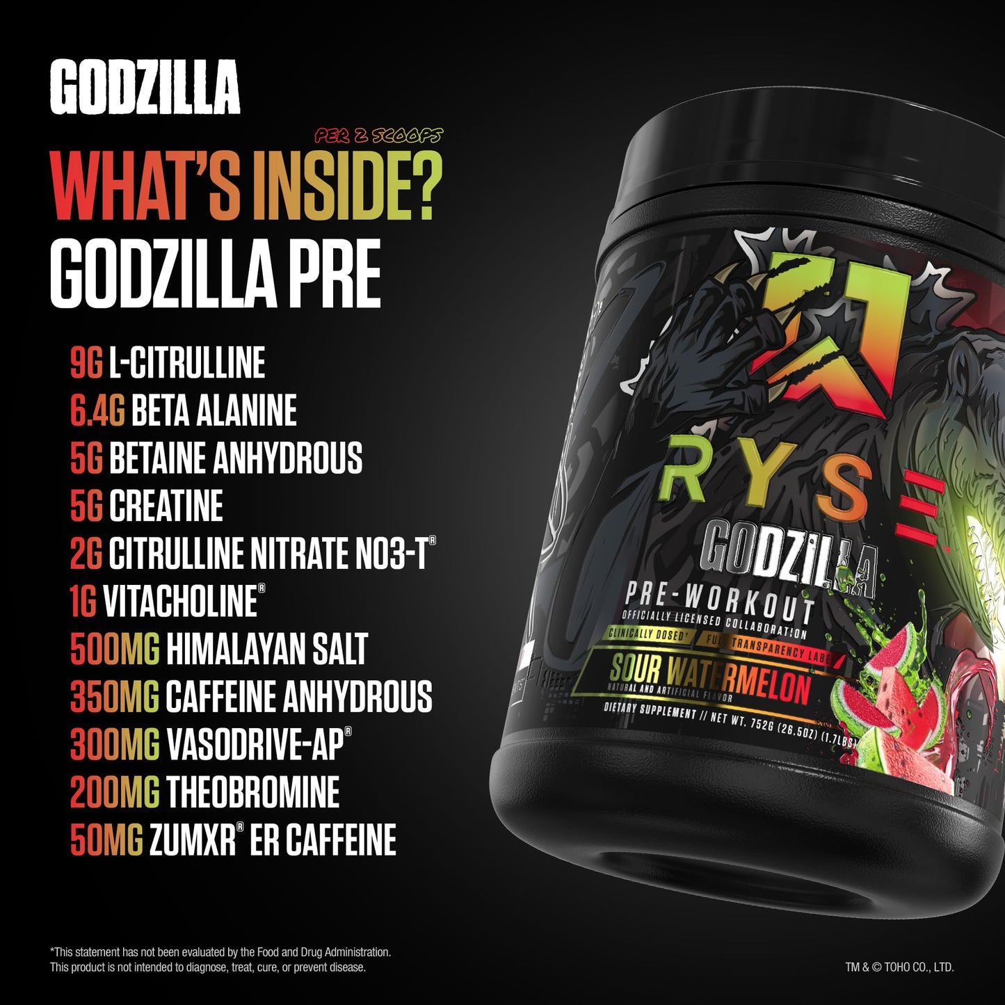 RYSE Up Supplements Godzilla X Noel Deyzel Pre Workout Powder, 1.6 Pound