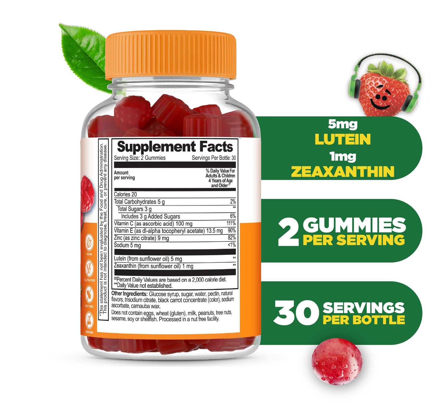 Lifeable Lutein and Zeaxanthin Gummies 60 Count