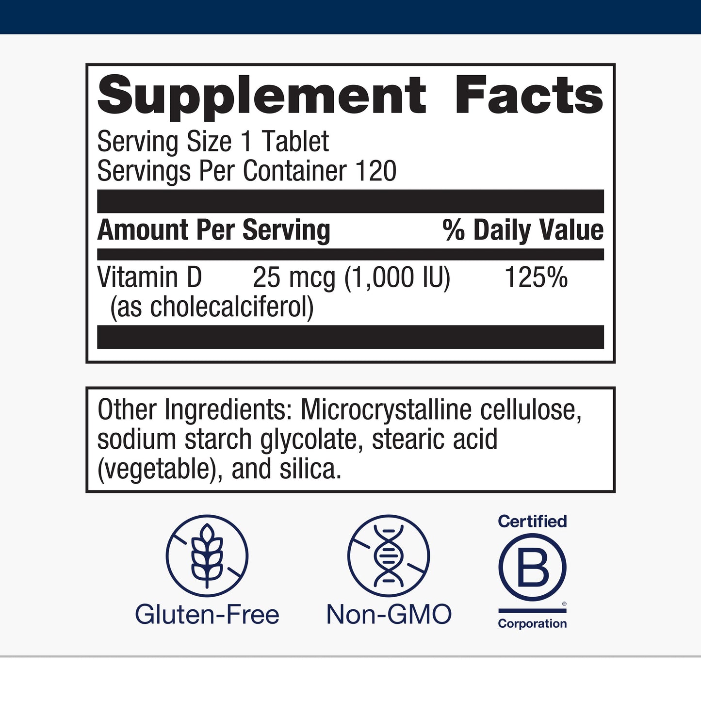 Metagenics Vitamin D3 1000 IU Tablets, 120 Count