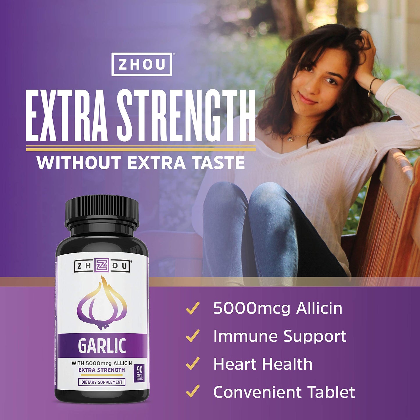 ZHOU Garlic Tablets 400mg, 90 Count
