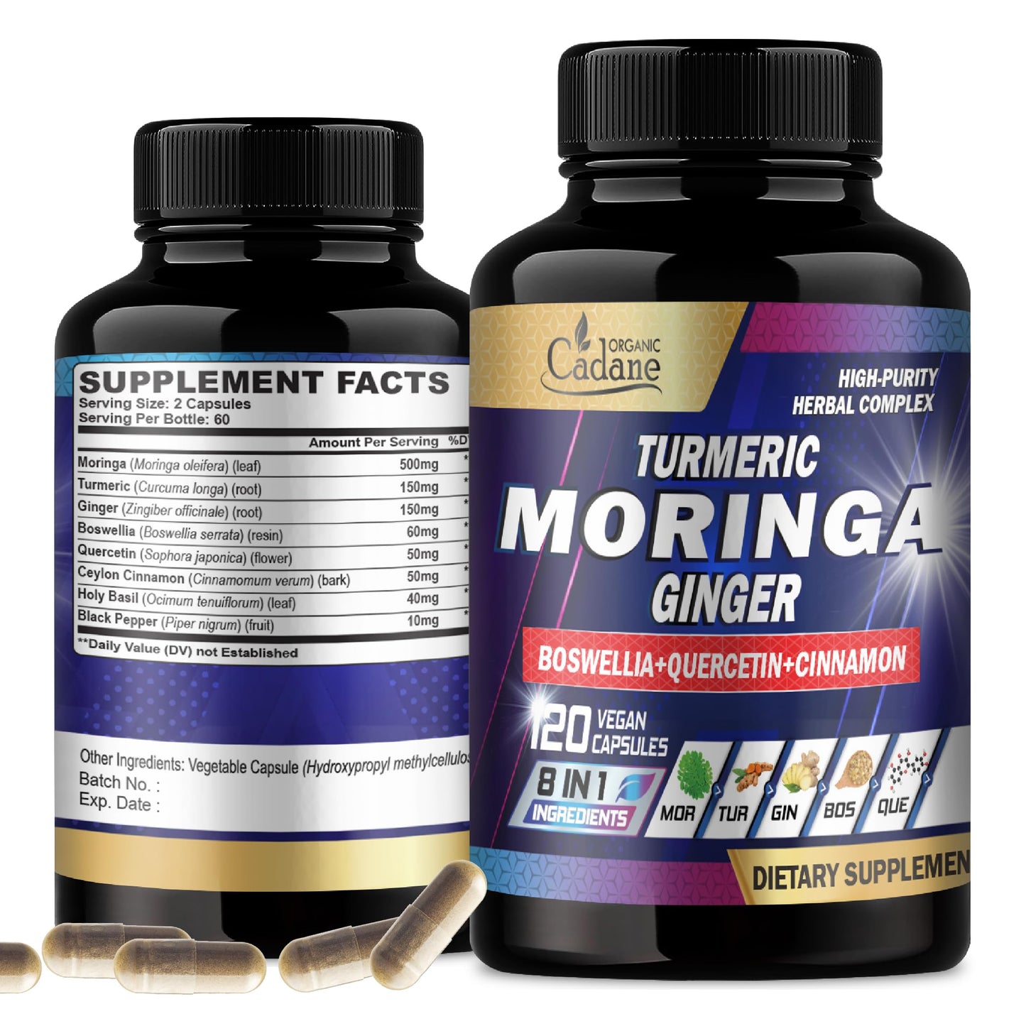 Organic Cadane Moringa Capsules 120 Veggie Caps