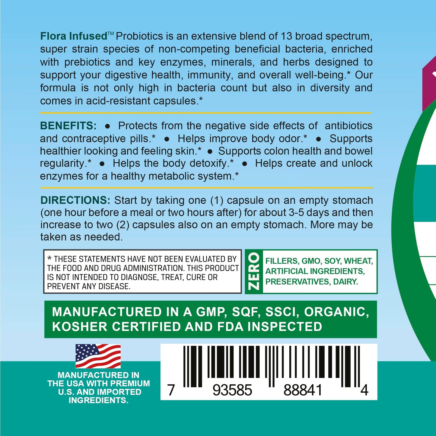 Life Infused Flora Infused Probiotics with Prebiotics Capsules, 60 Count