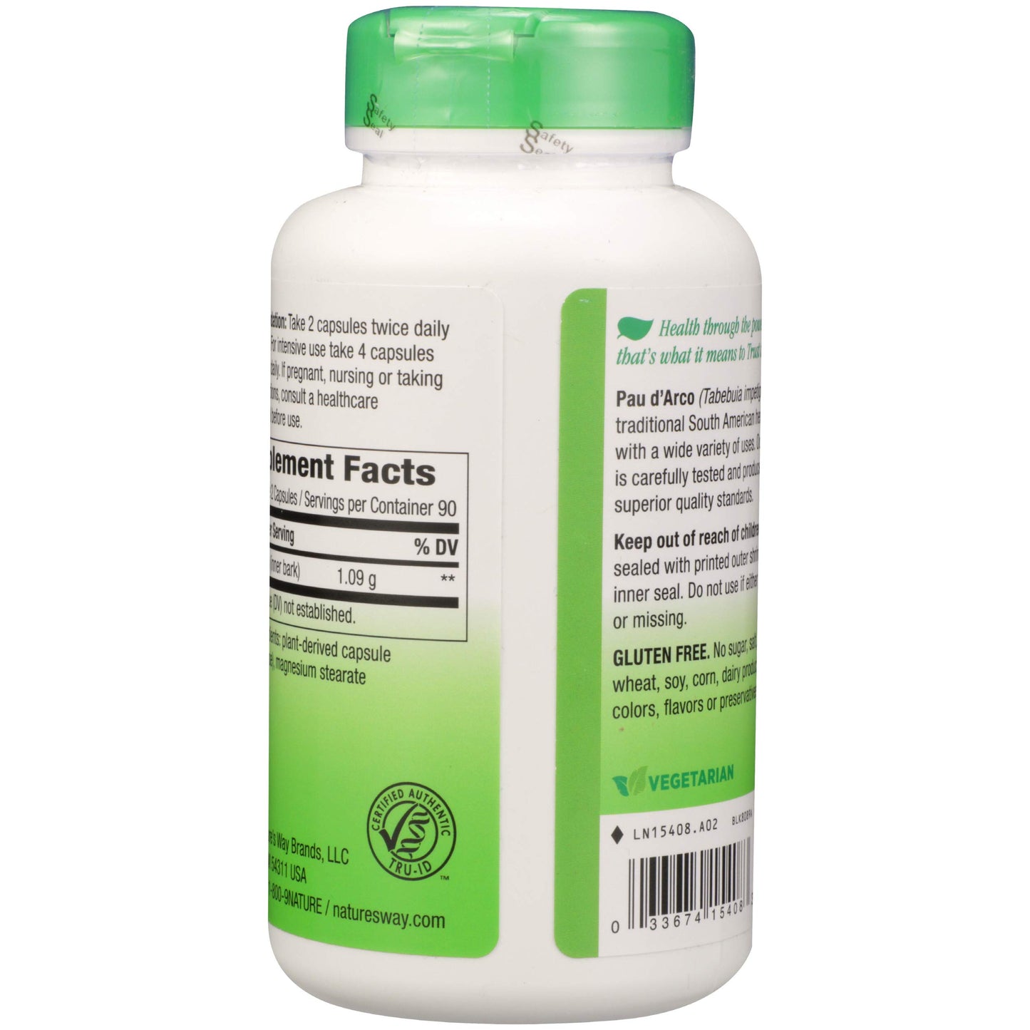 Nature's Way Pau D'Arco Inner Bark 545 mg Capsules 180 Count