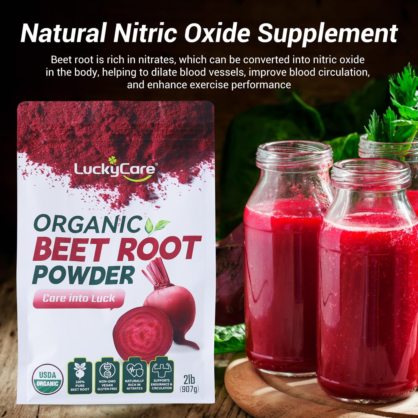Luckycare Organic Raw Beet Root Powder 32 Ounce