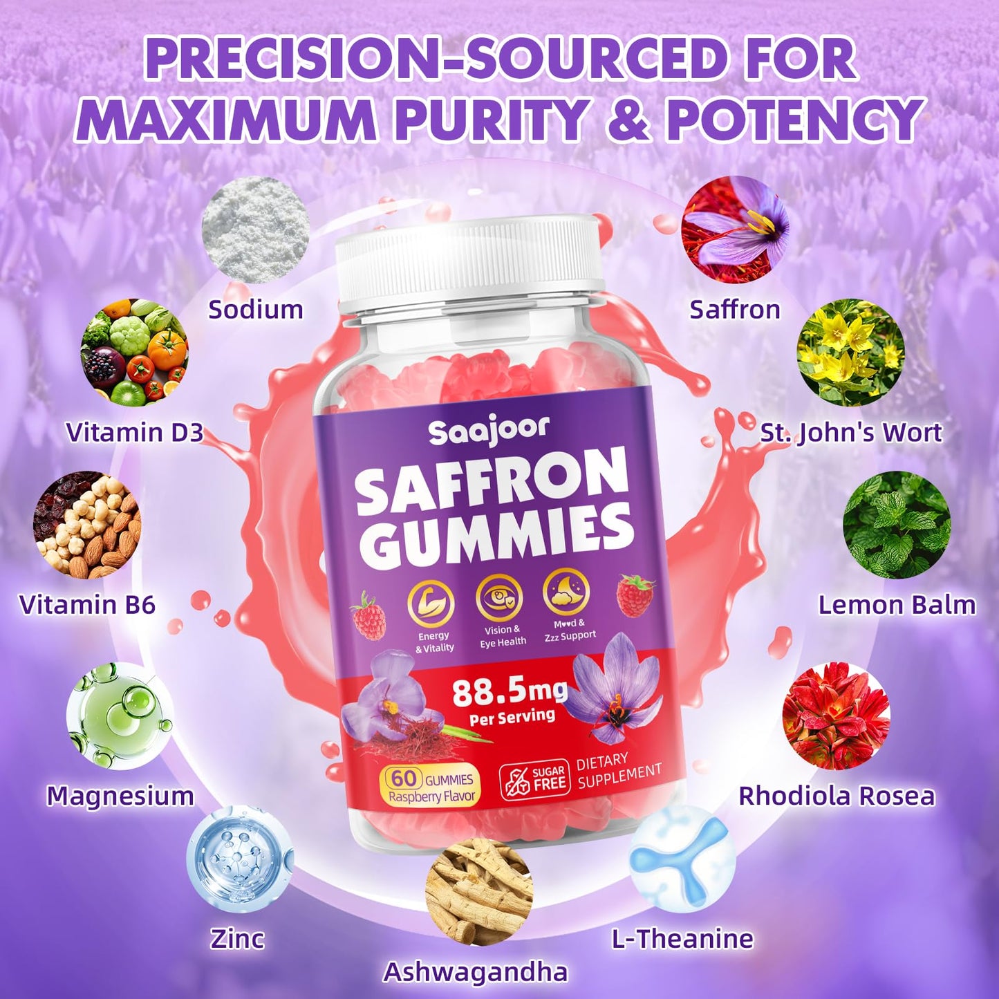 Saajoor Saffron Gummies, 120 Gummies