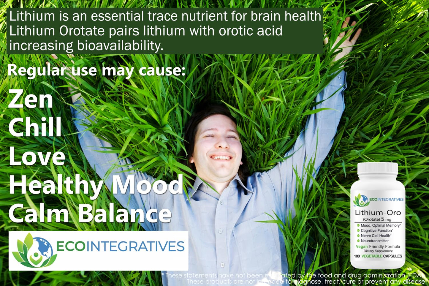 EcoIntegratives Lithium-Oro Orotate 5mg Capsules, 100 Count