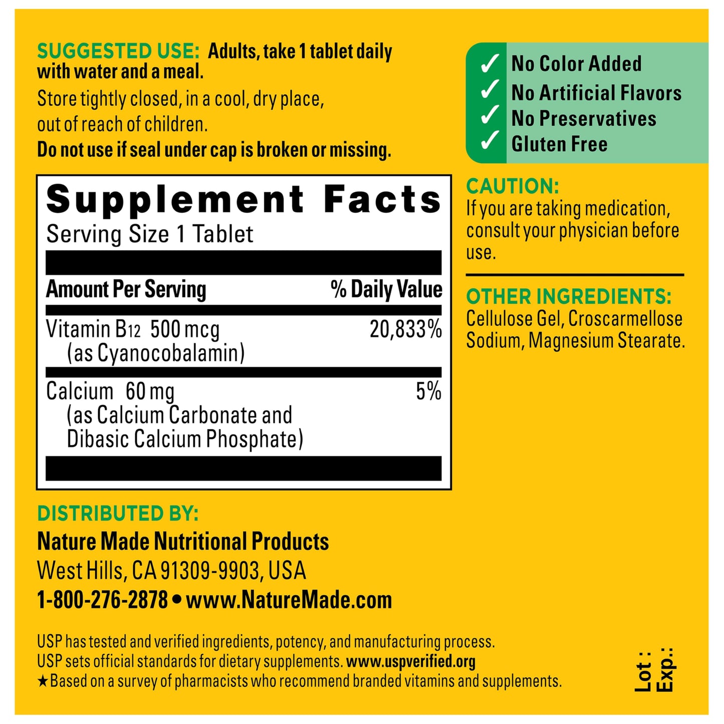 Nature Made Vitamin B12 500 mcg for Energy Metabolism Support Tablets, 200 Tablets
