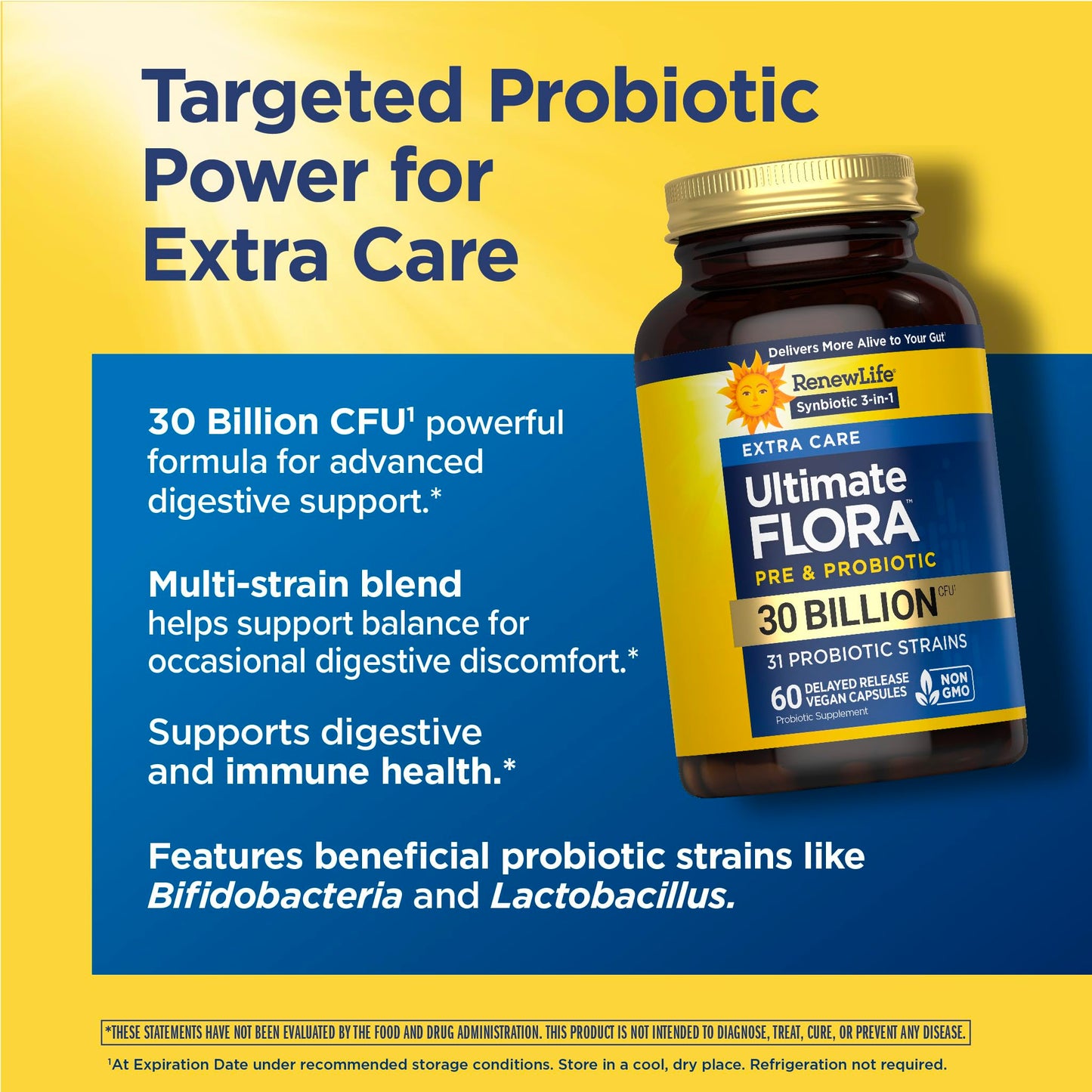 Renew Life Extra Care Digestive Probiotic 60 Vegetarian Capsules