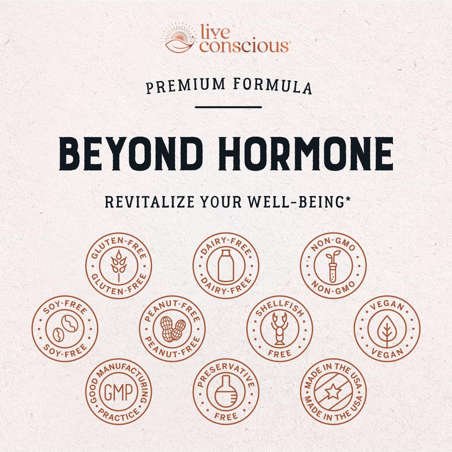 Live Conscious Beyond Hormone Daily Menopause & PMS Supplement Capsules 180