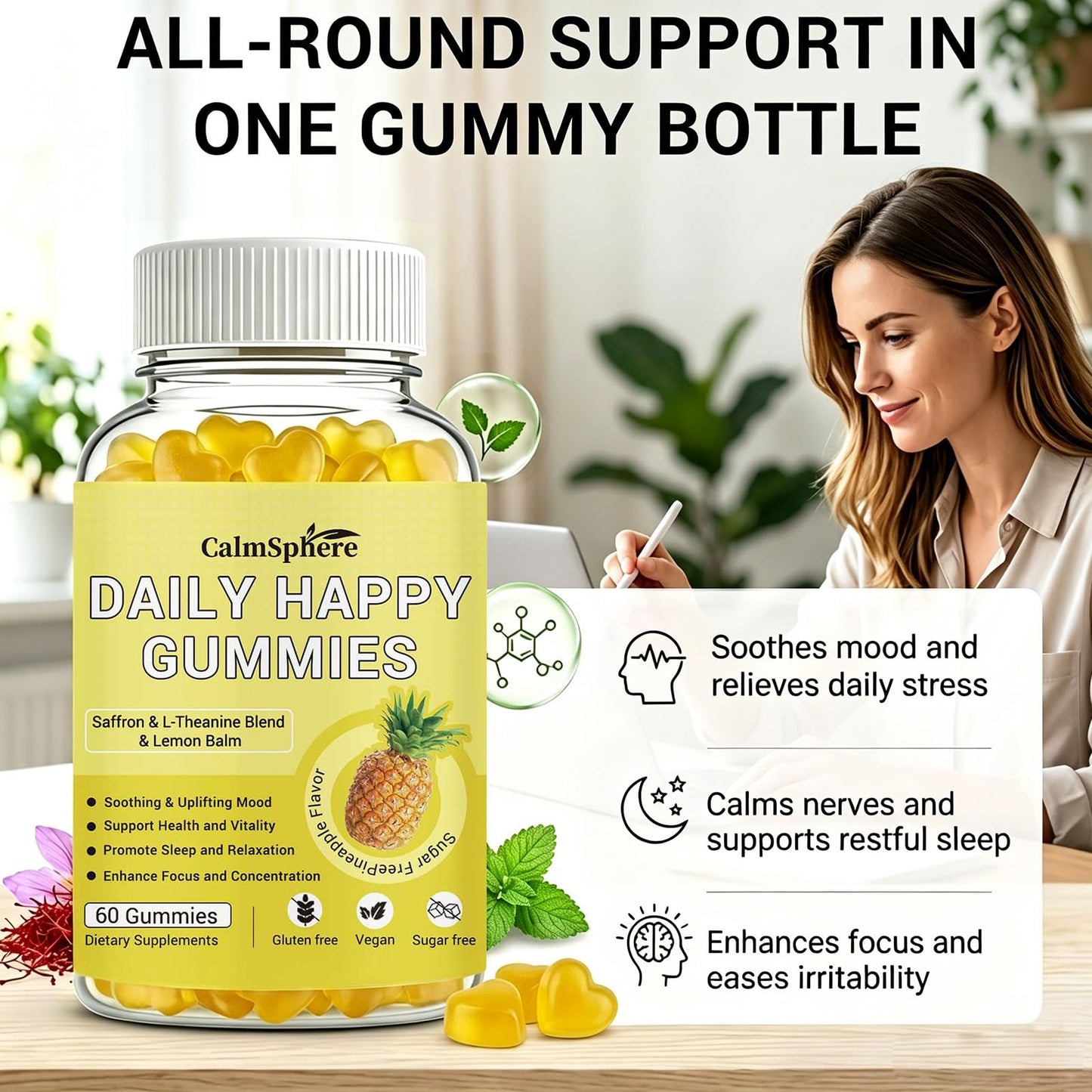 CalmSphere Saffron Gummies, 60 Count