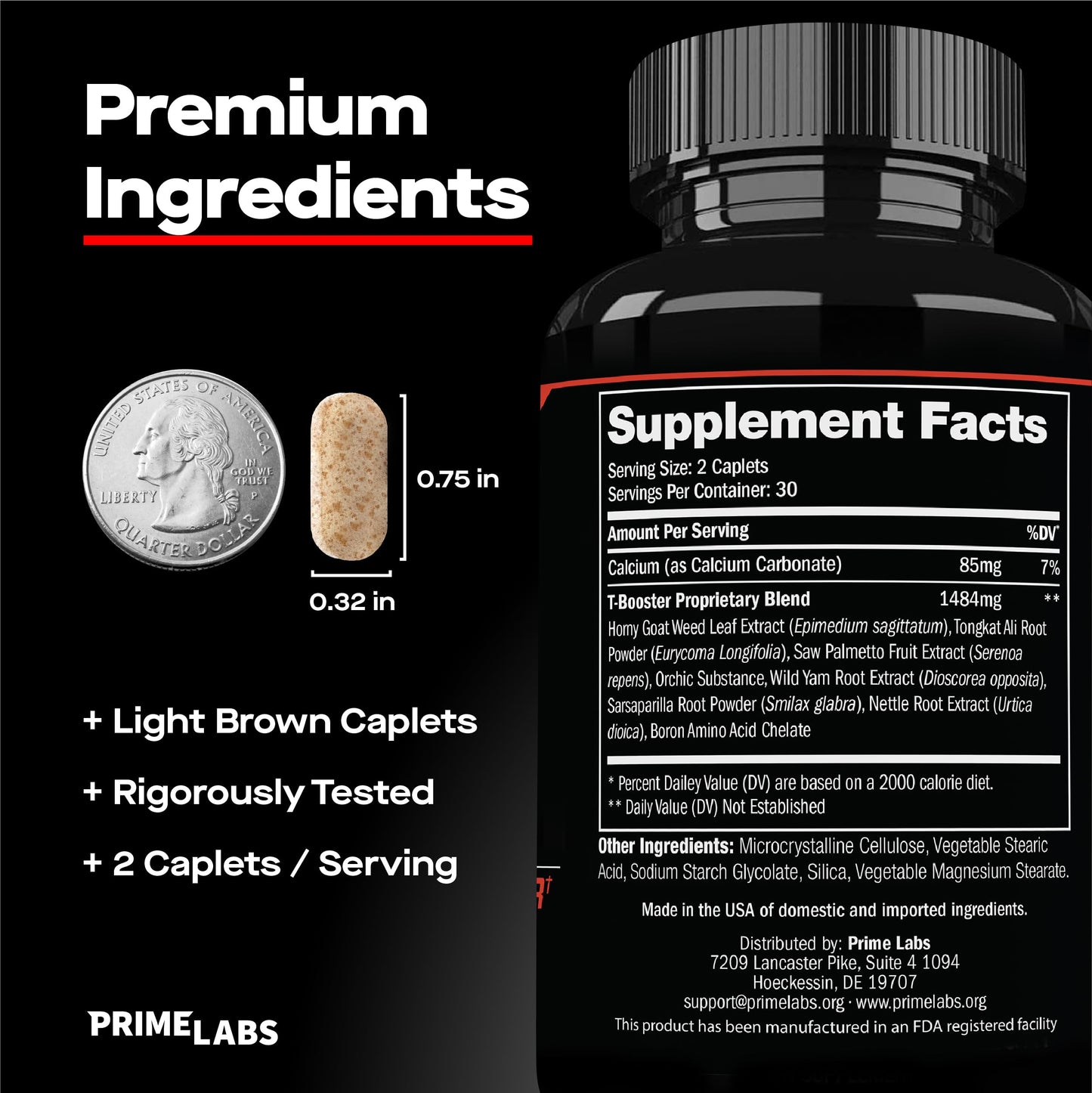Prime Labs Testosterone Supplement for Men 120 Caplets