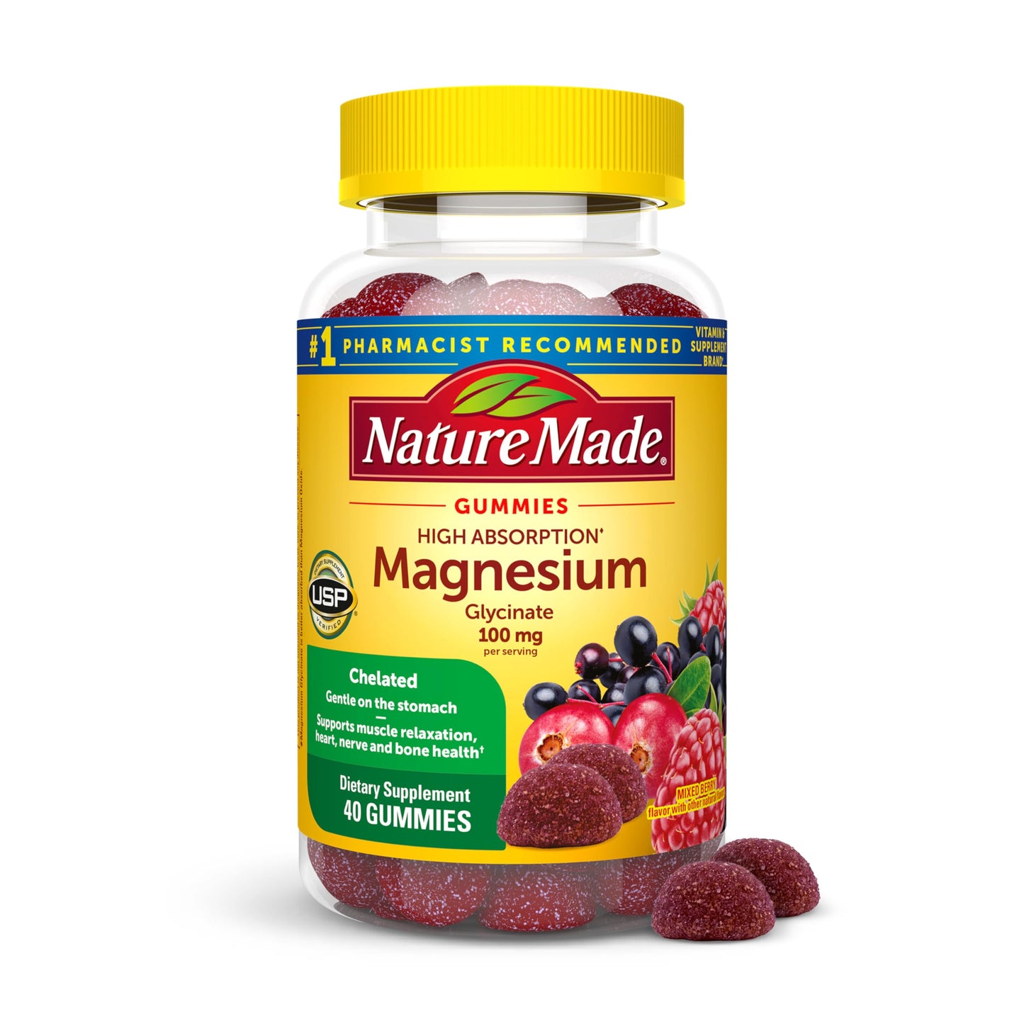 Nature Made High Absorption Magnesium Glycinate Gummies 100 mg, 40 Gummies