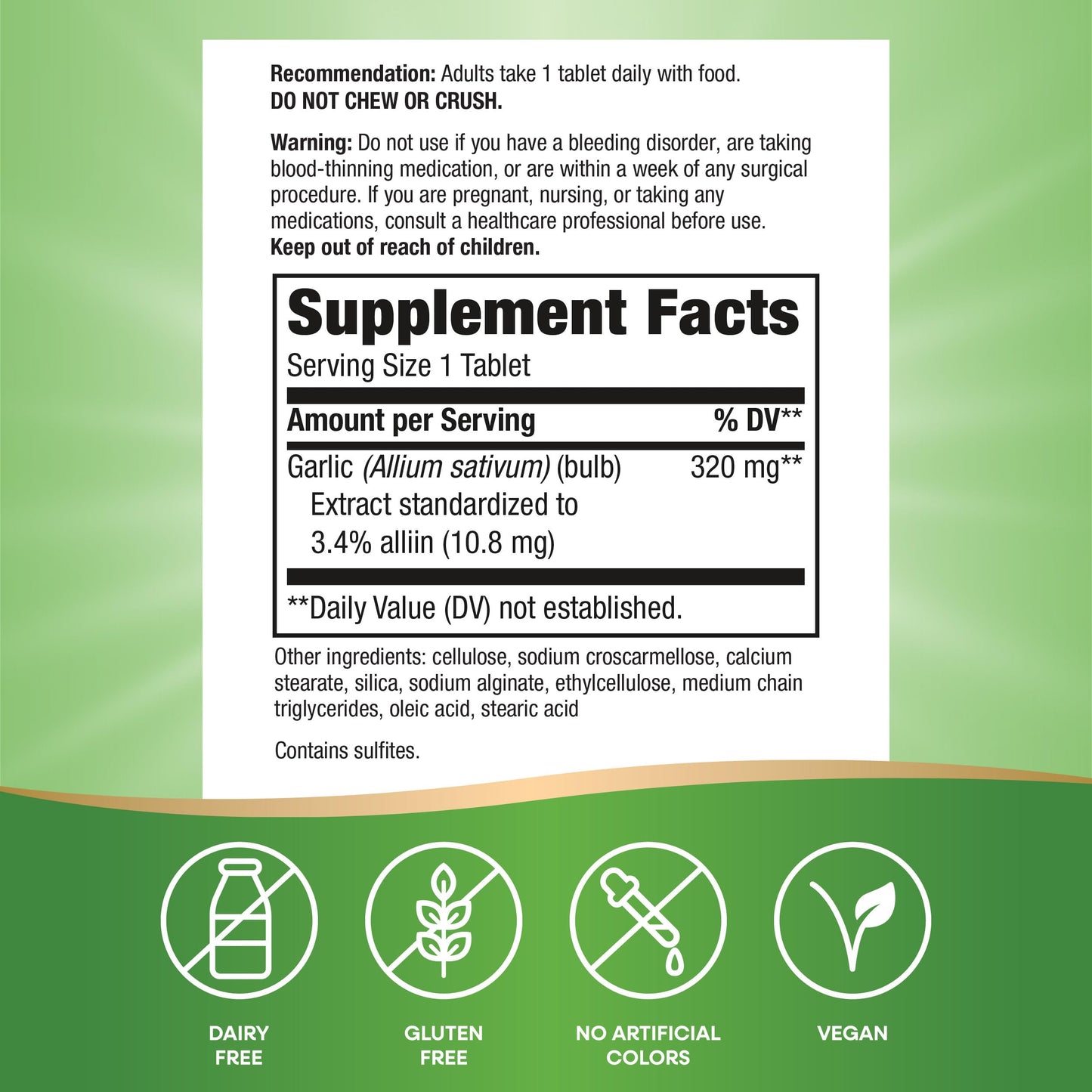 Nature's Way Garlinase 5000 Garlic Extract Supports Heart Health*, Odorless Garlic Supplements, Vegan, 100 Tablets