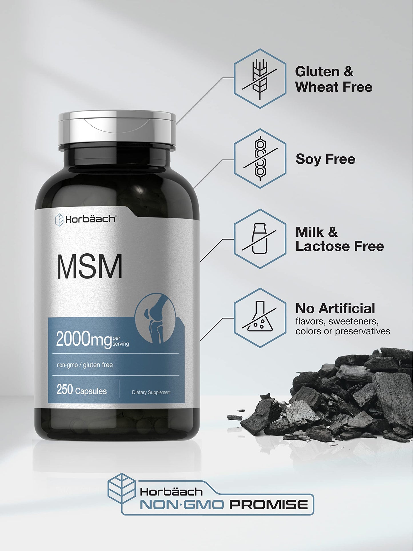 Horbäach MSM Methylsulfonylmethane 2000mg Capsule, 250 Capsules