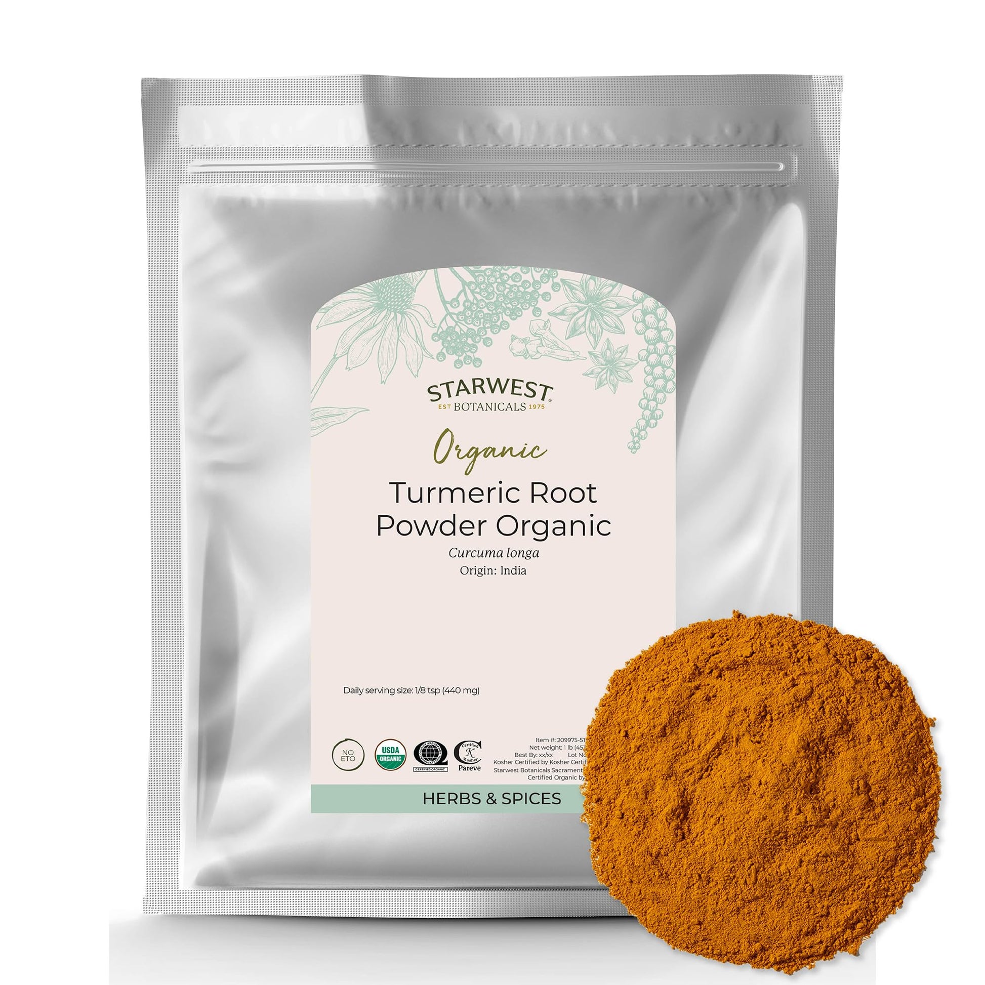 Starwest Botanicals Organic Ground Turmeric Root Powder 16 oz