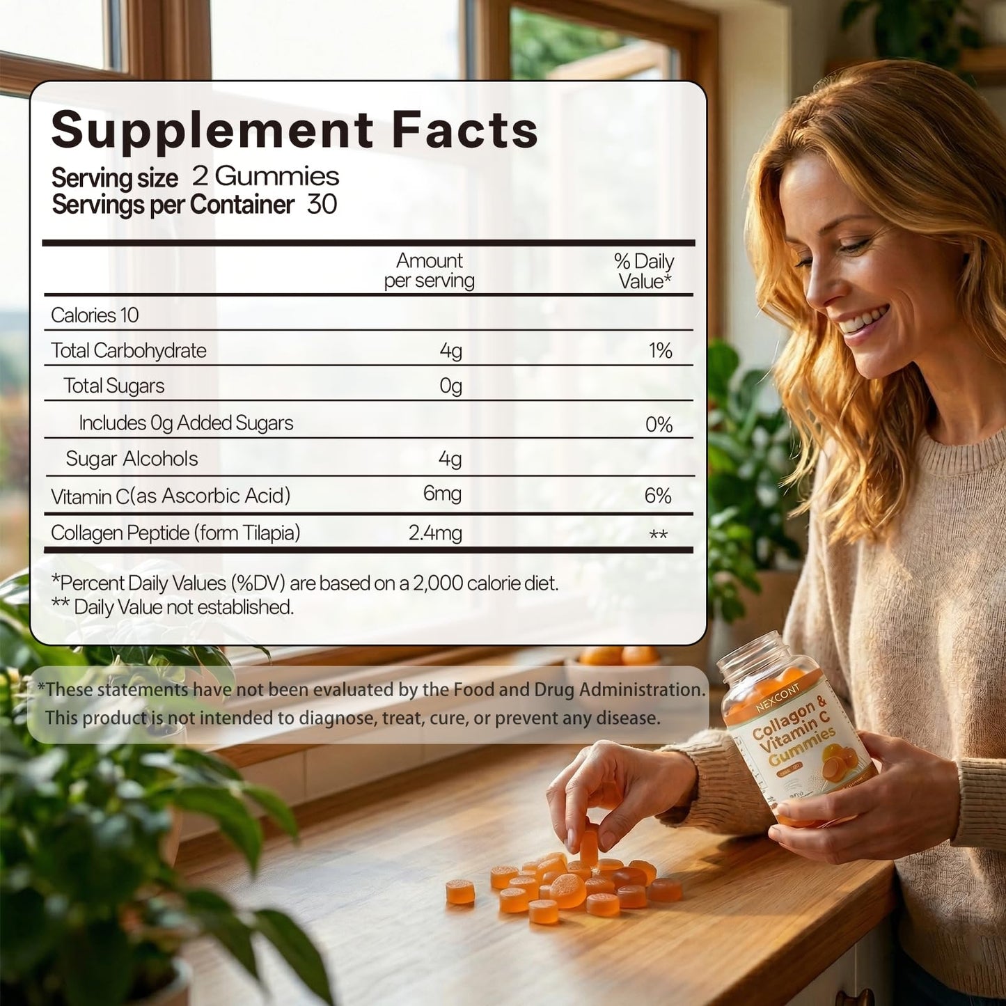 Oopeatol Collagen Gummies with Vitamin C & Type I Peptides, Gummy, 60 Count