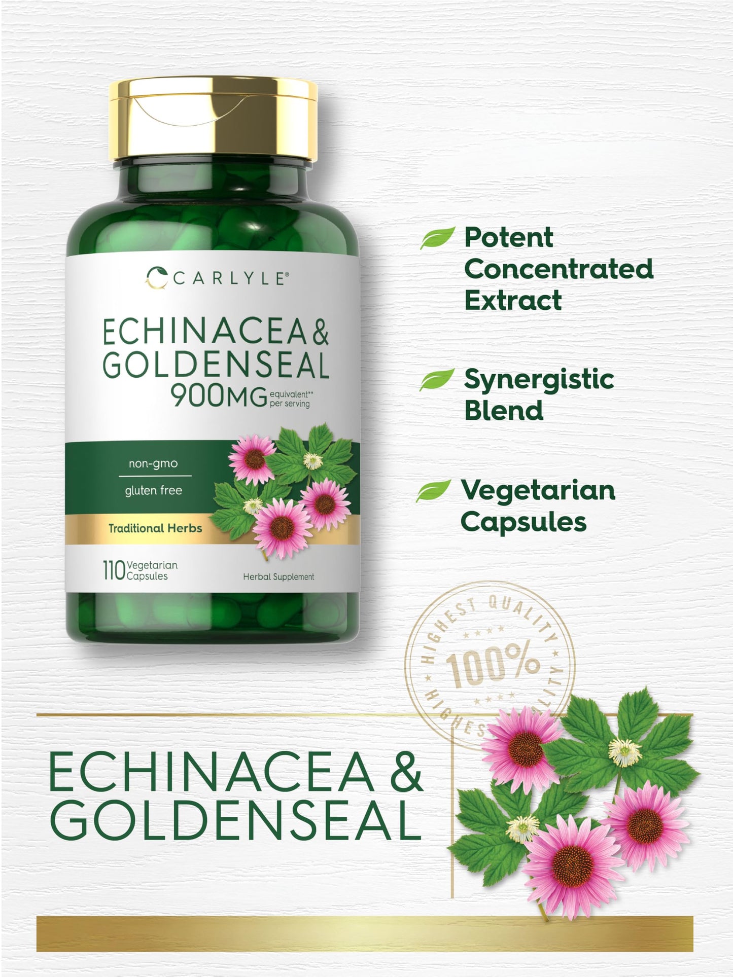 Carlyle Echinacea Goldenseal Capsules 110 Count