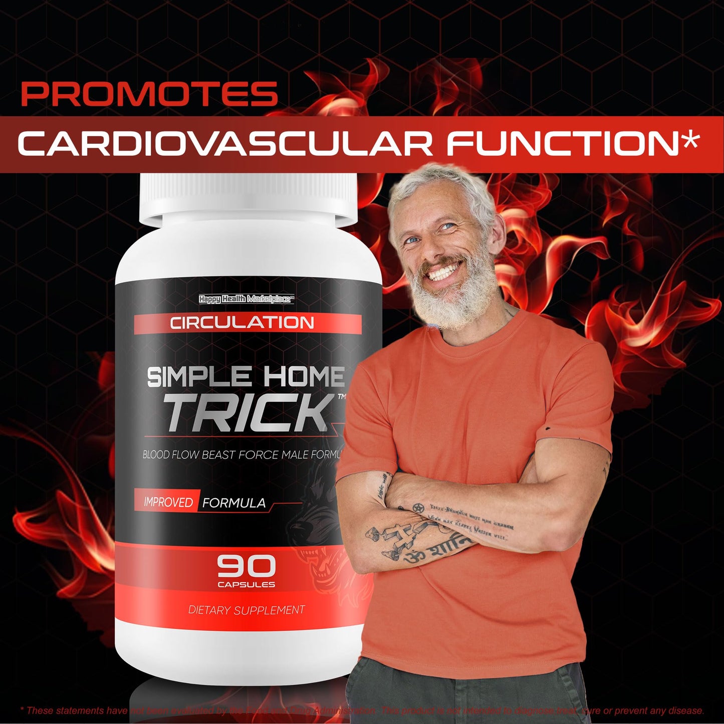 Happy Health Marketplace Blood Flow Beast Force Male Formula Circulation Supplement Capsule 90 Count