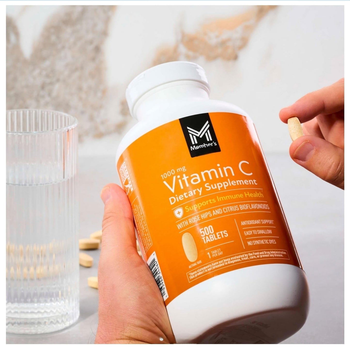 Generic Vitamin C 1000mg with Citrus Bioflavonoids & Rose HIPS, Tablets, 500 Count