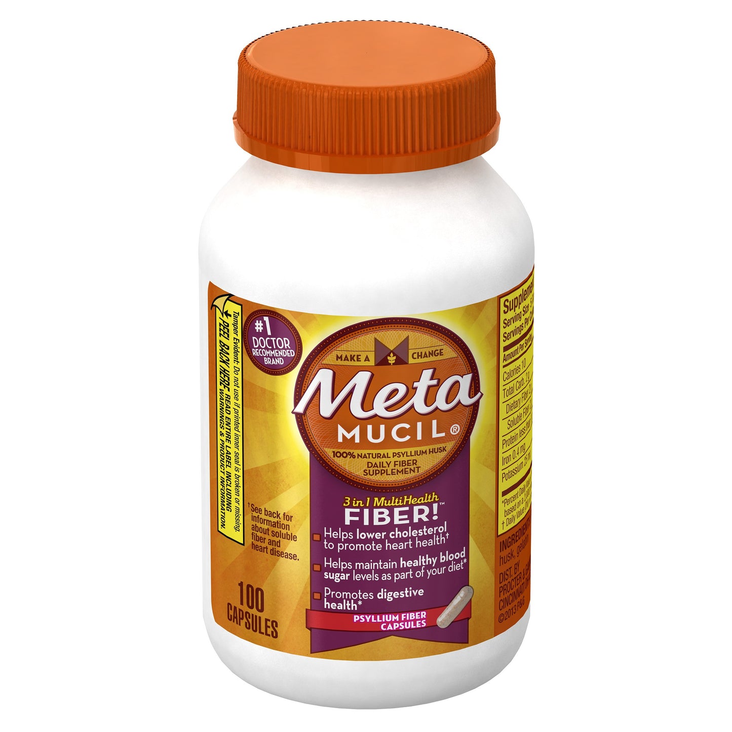 Metamucil Daily Fiber Supplement Psyllium Husk Capsules 100 Capsules