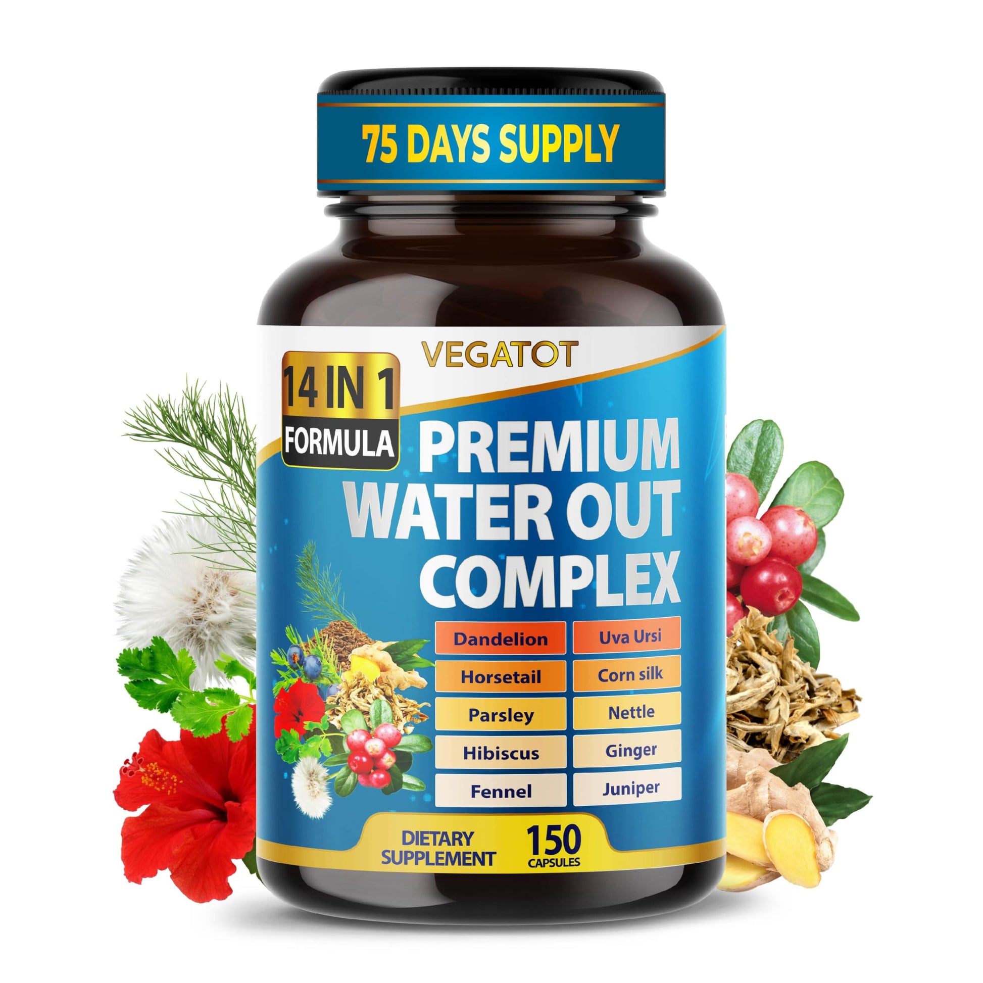 VEGATOT Organic Water Out Complex Capsules 150 Count