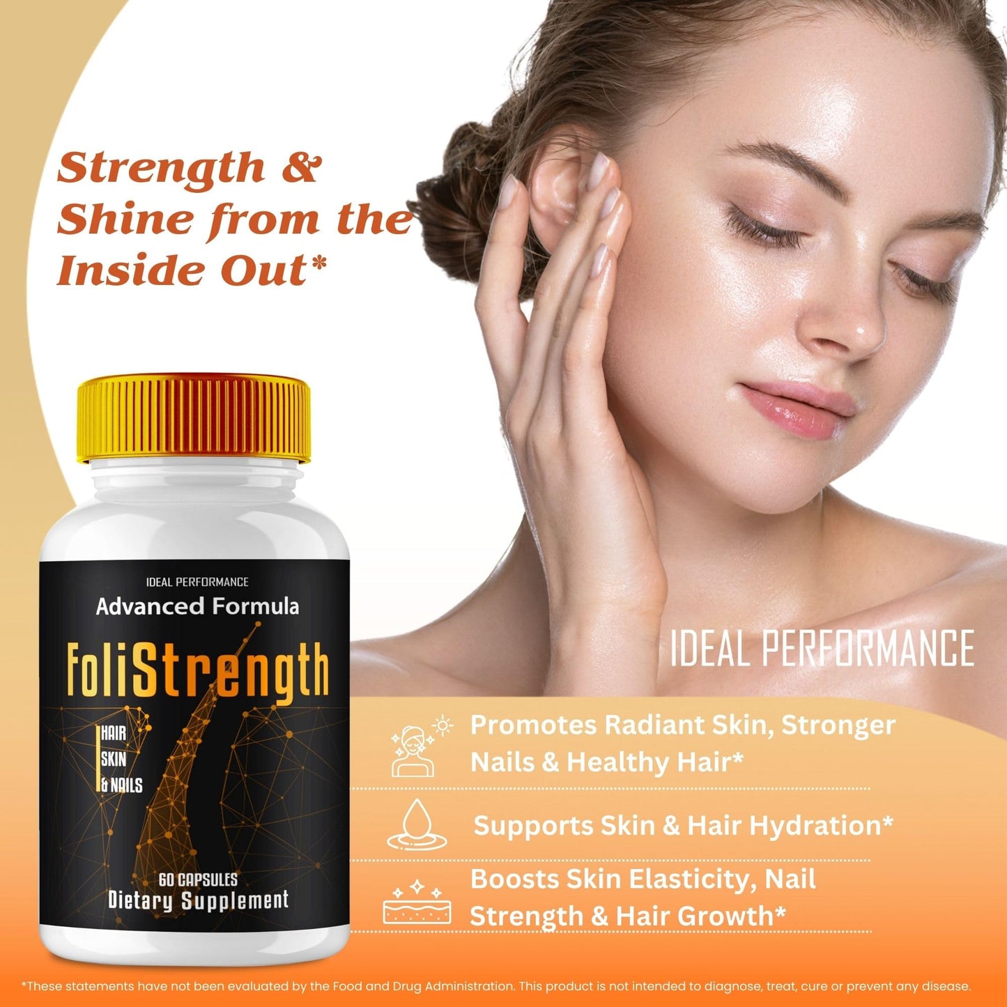 IDEAL PERFORMANCE Foli Strength Hair Skin and Nails Vitamins Capsules, 60 Count