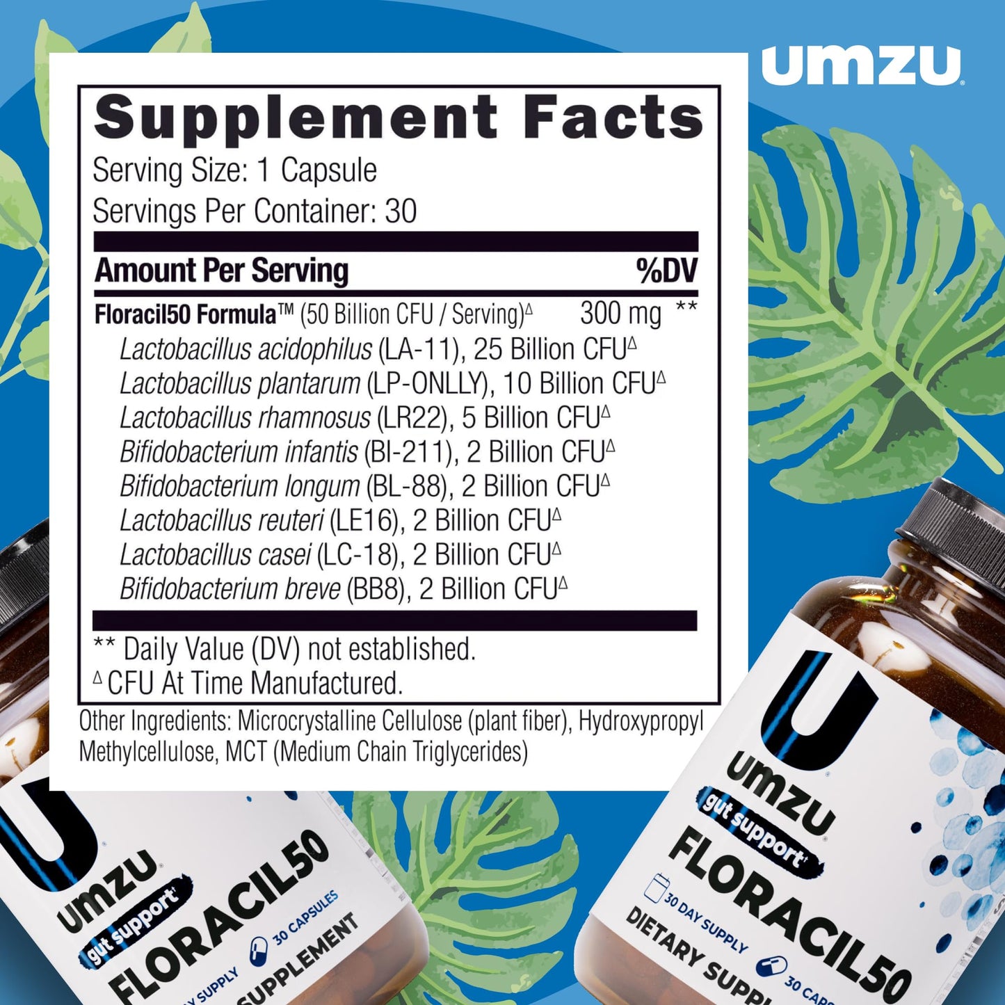 UMZU Floracil50 Probiotic Supplement Capsules 30 Count